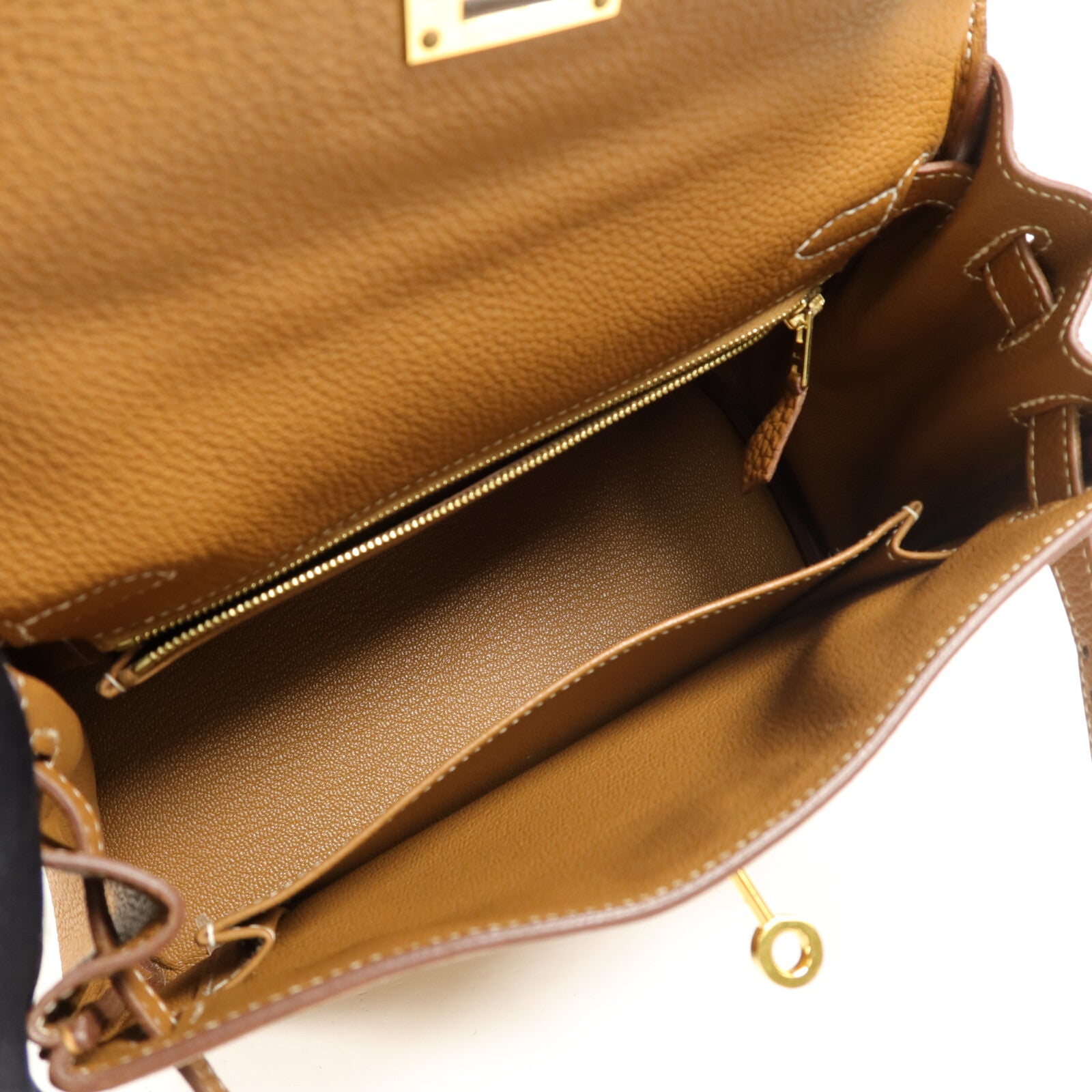 HERMES Clemence皮革Kelly 25手挽肩背兩用袋Gold