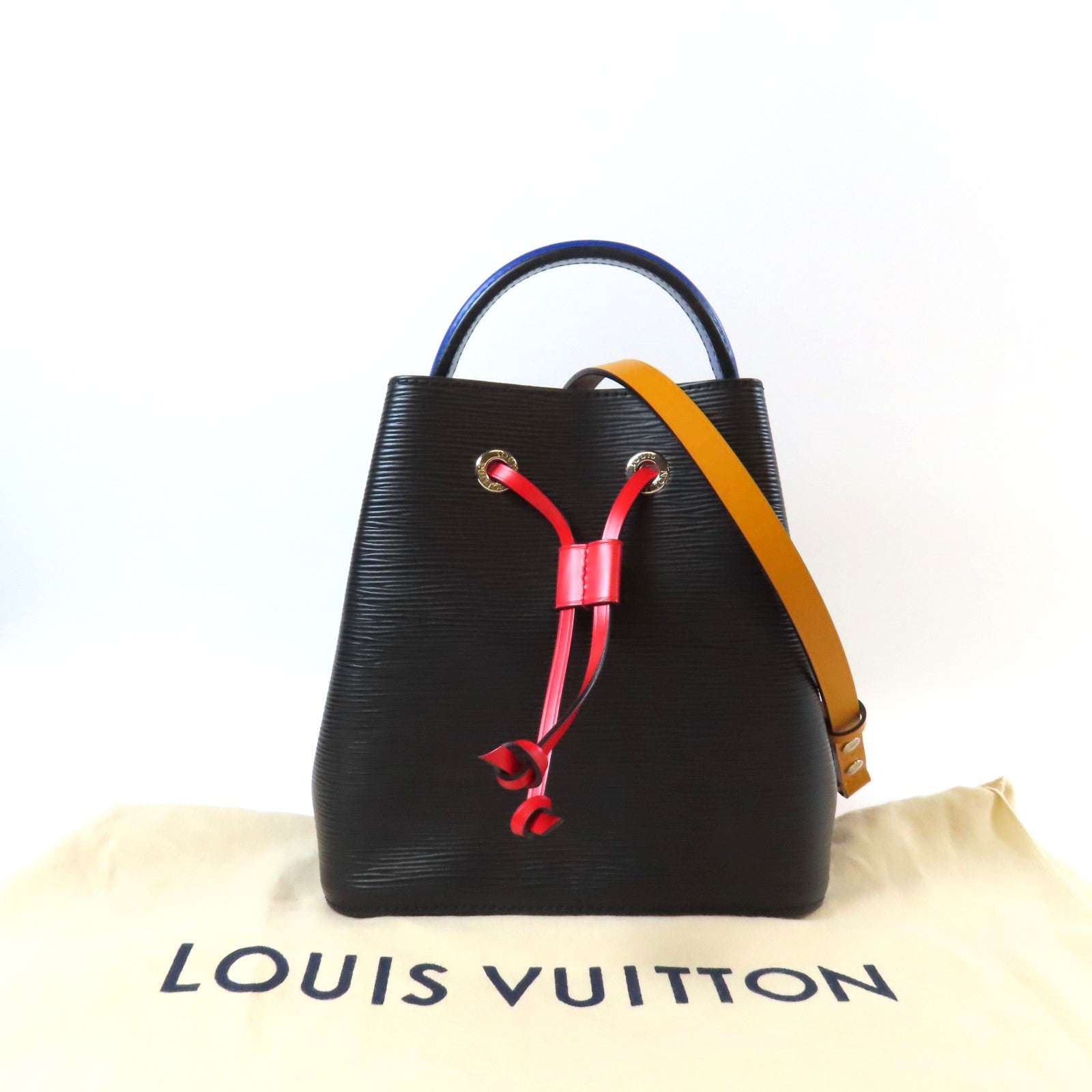 LOUIS VUITTON Epi Neo Noe BB銀扣手挽肩背兩用袋黑色/紅色