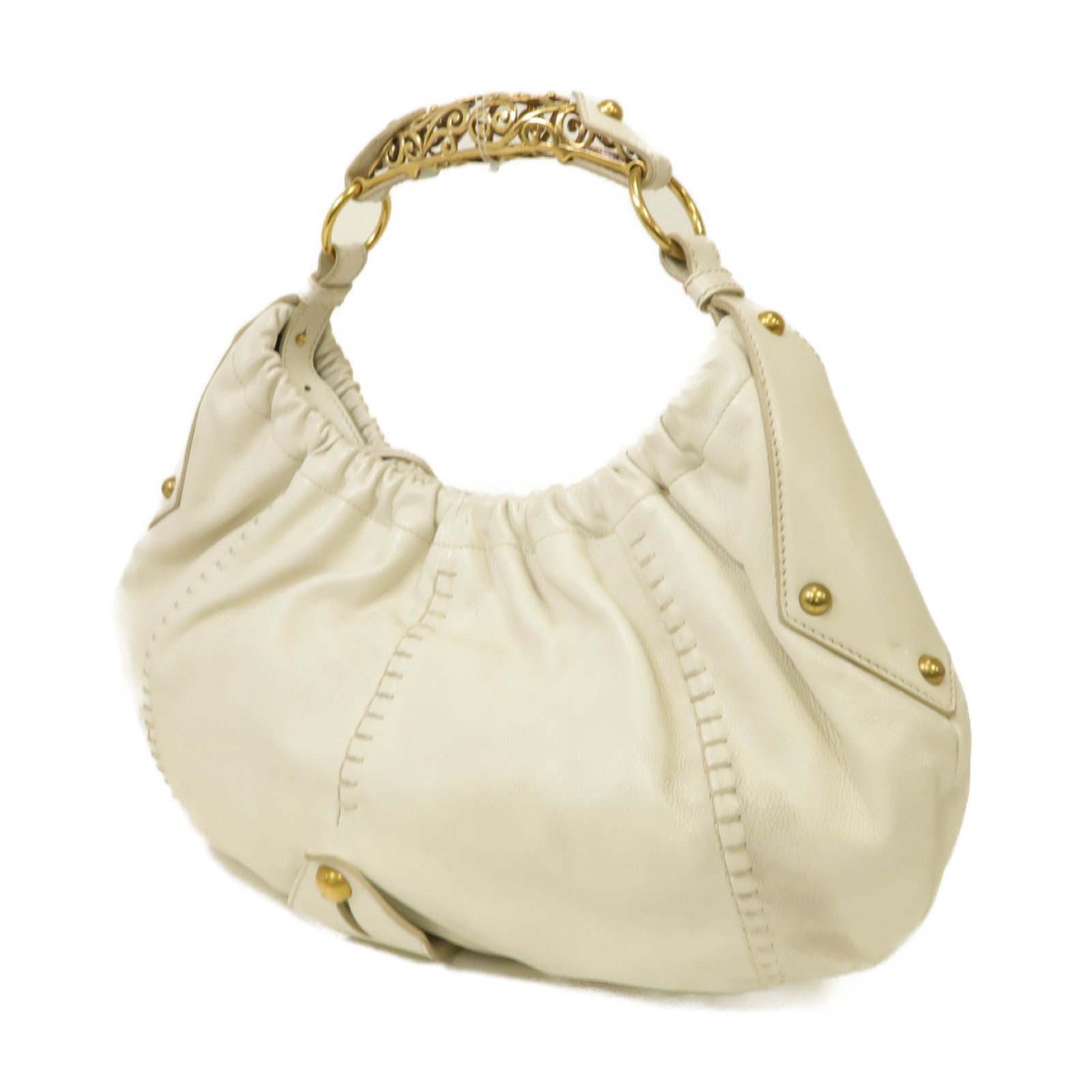YVES SAINT LAURENT 牛皮皮革Vincennes Mombasa Hobo Bag金扣肩背袋白色