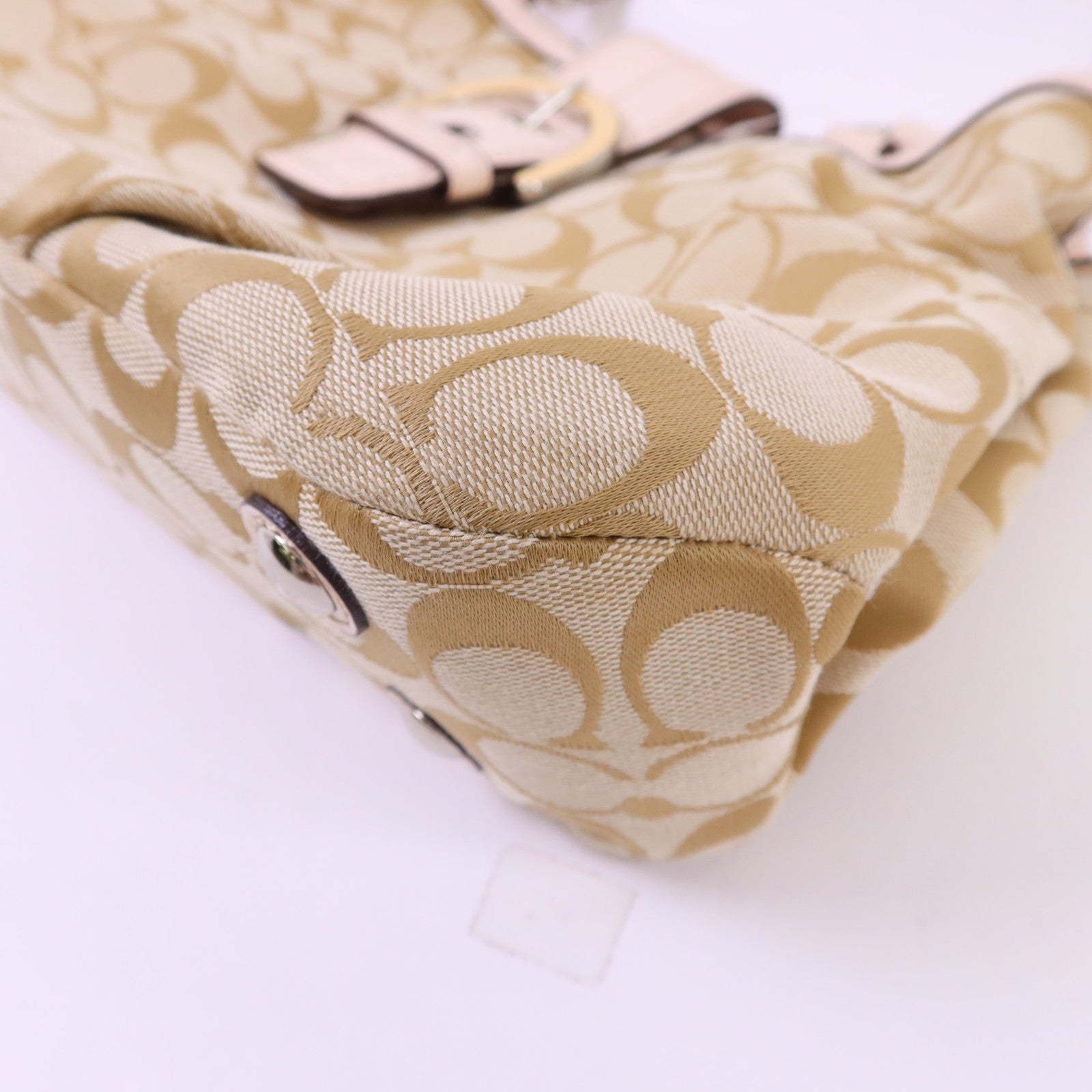 COACH 帆布Shoulder Bag銀扣肩背袋