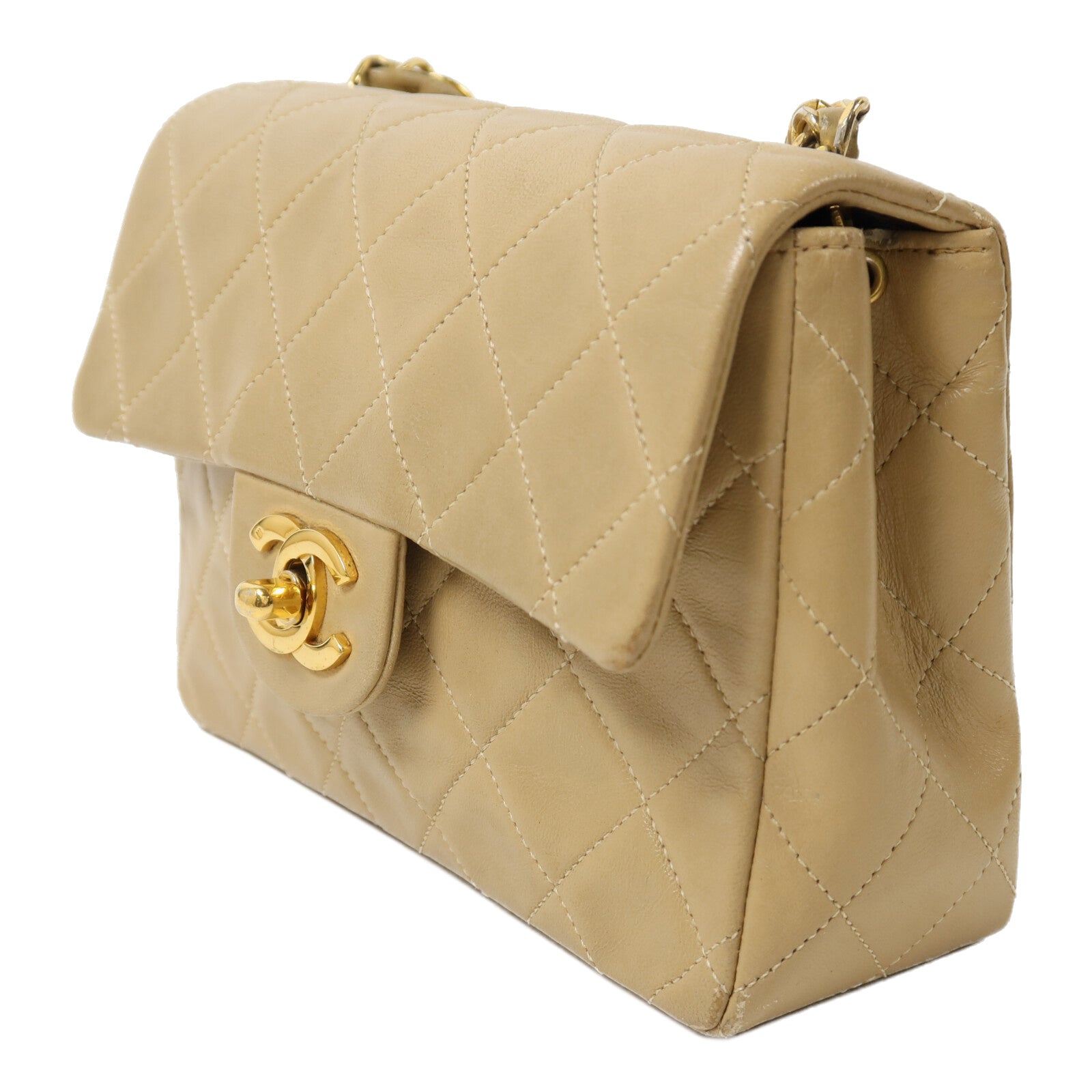 CHANEL 羊皮皮革Vintage Chain Shoulder鏈帶肩背袋