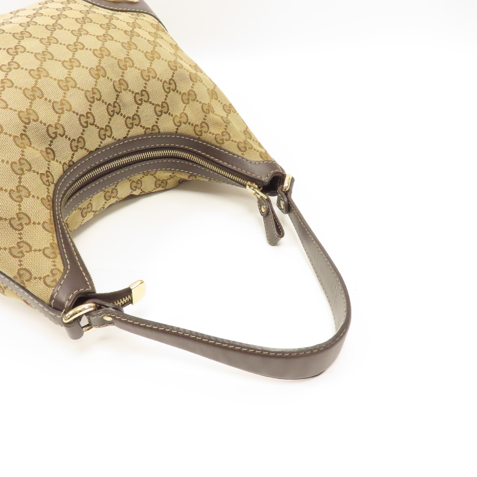 GUCCI 帆布Shoulder Bag金扣肩背袋棕色