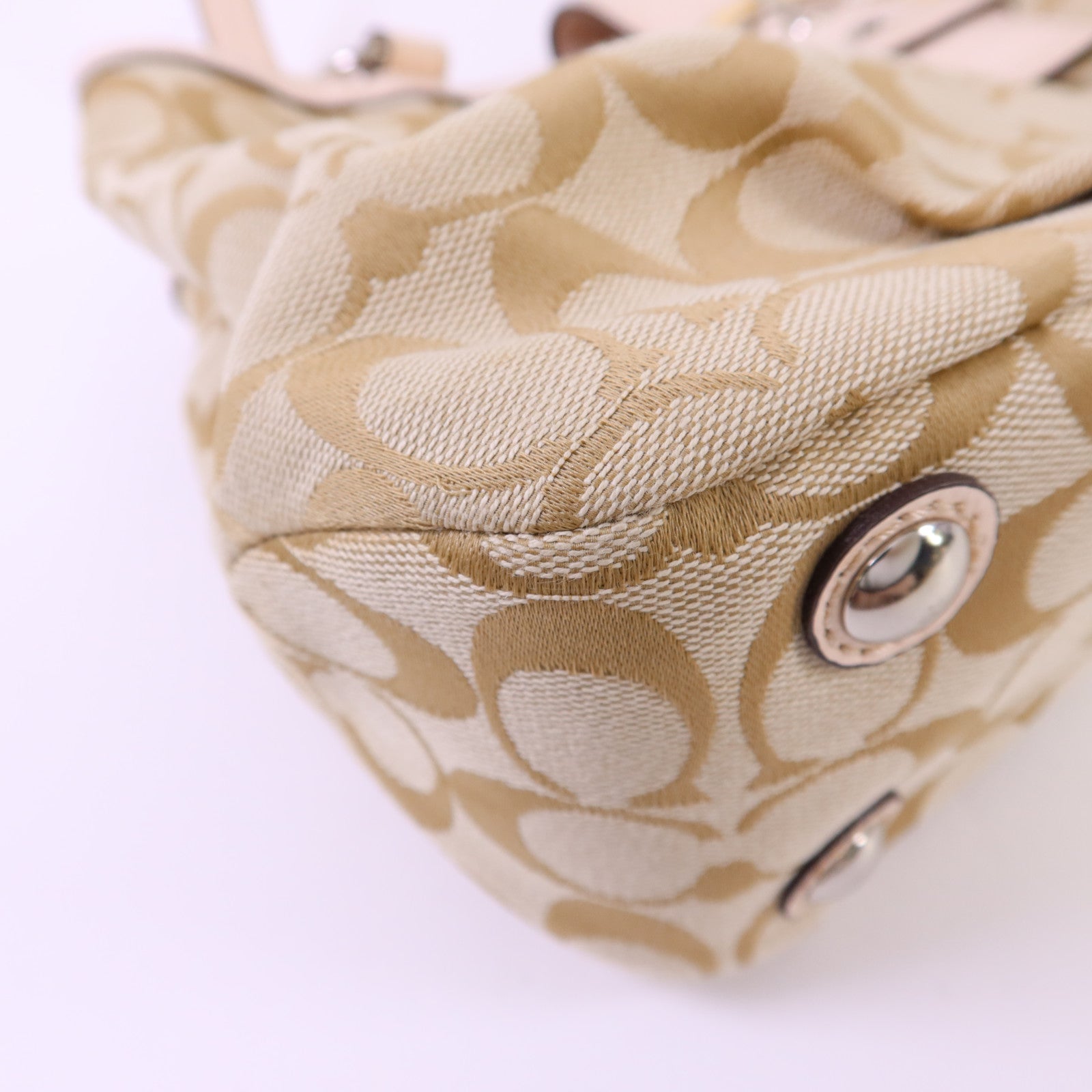 COACH 帆布Shoulder Bag銀扣肩背袋
