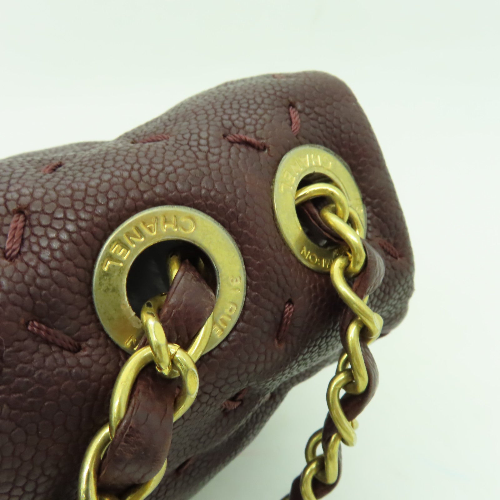 CHANEL 【激減優惠】菱格Caviar皮革Shoulder Bag金扣鏈帶肩背袋啡色