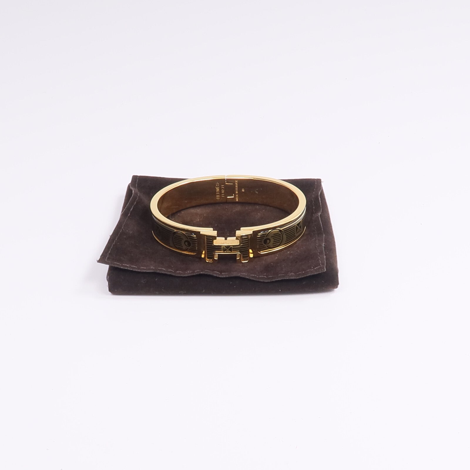 HERMES 金屬/琺瑯Clic H Bijoux Trompe L'Oeil手鐲