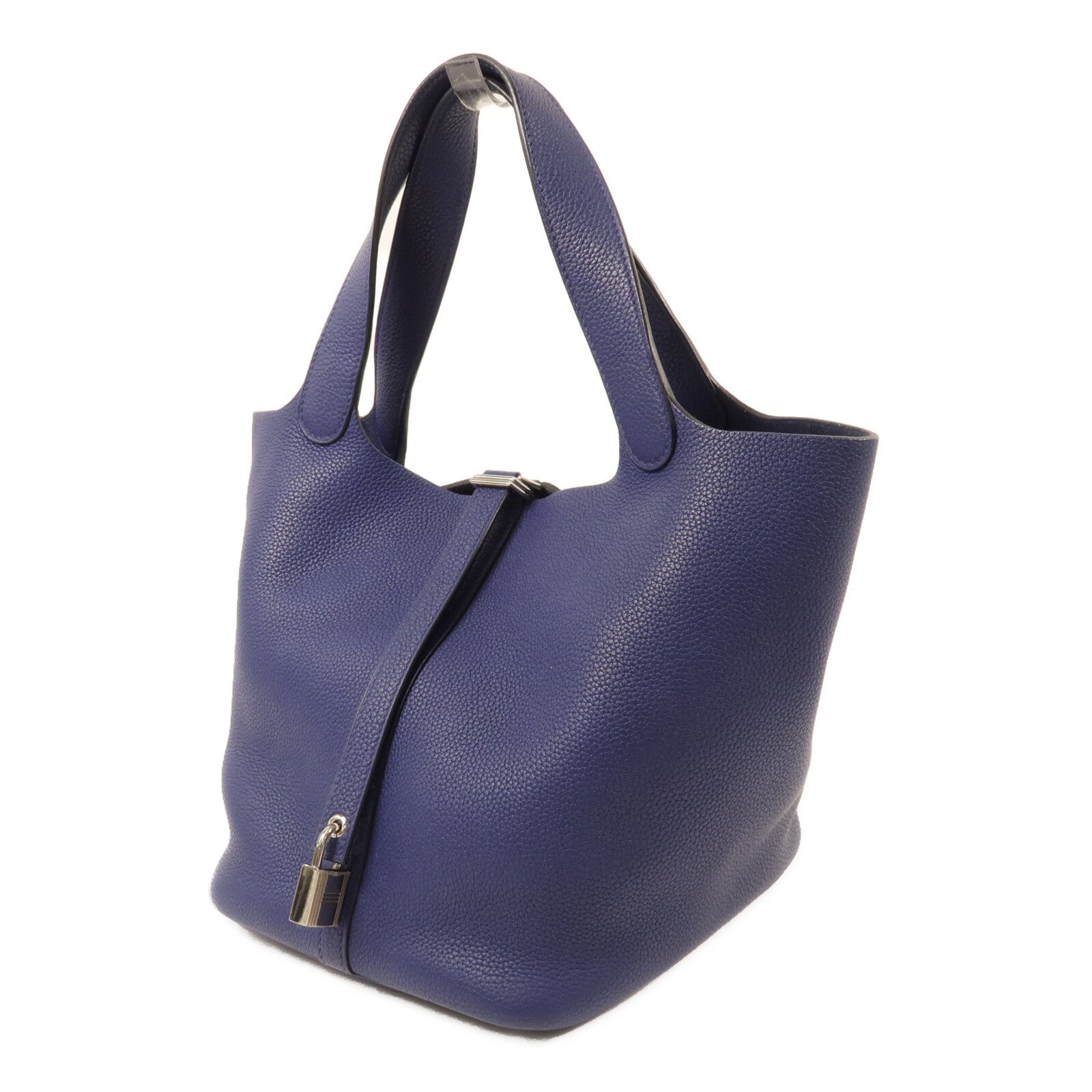 HERMES Maurice皮革Picotin MM手挽袋Blue Saphir