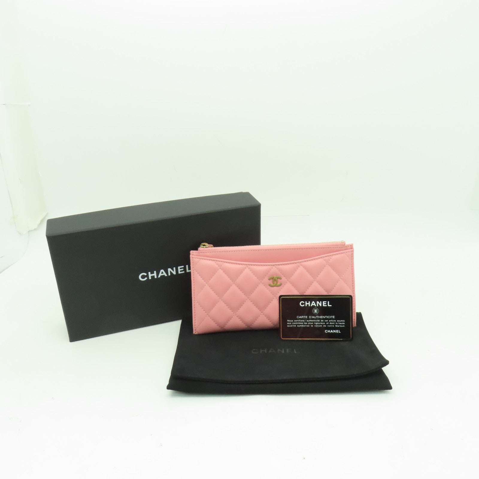 CHANEL 【清倉大減價】菱格羊皮皮革Clutch手拿包粉紅色