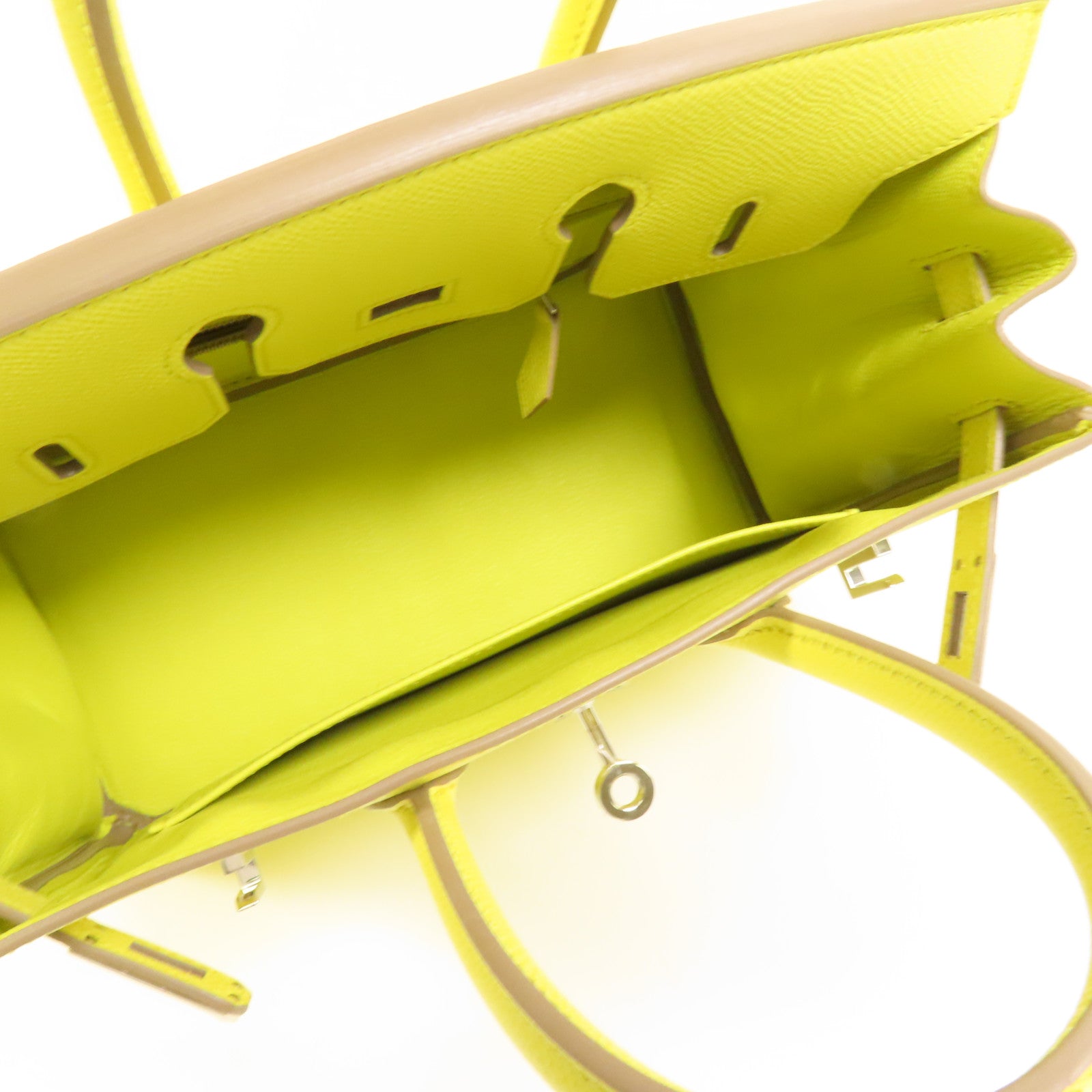 HERMES Epsom皮革Birkin 25銀扣手挽袋Lime