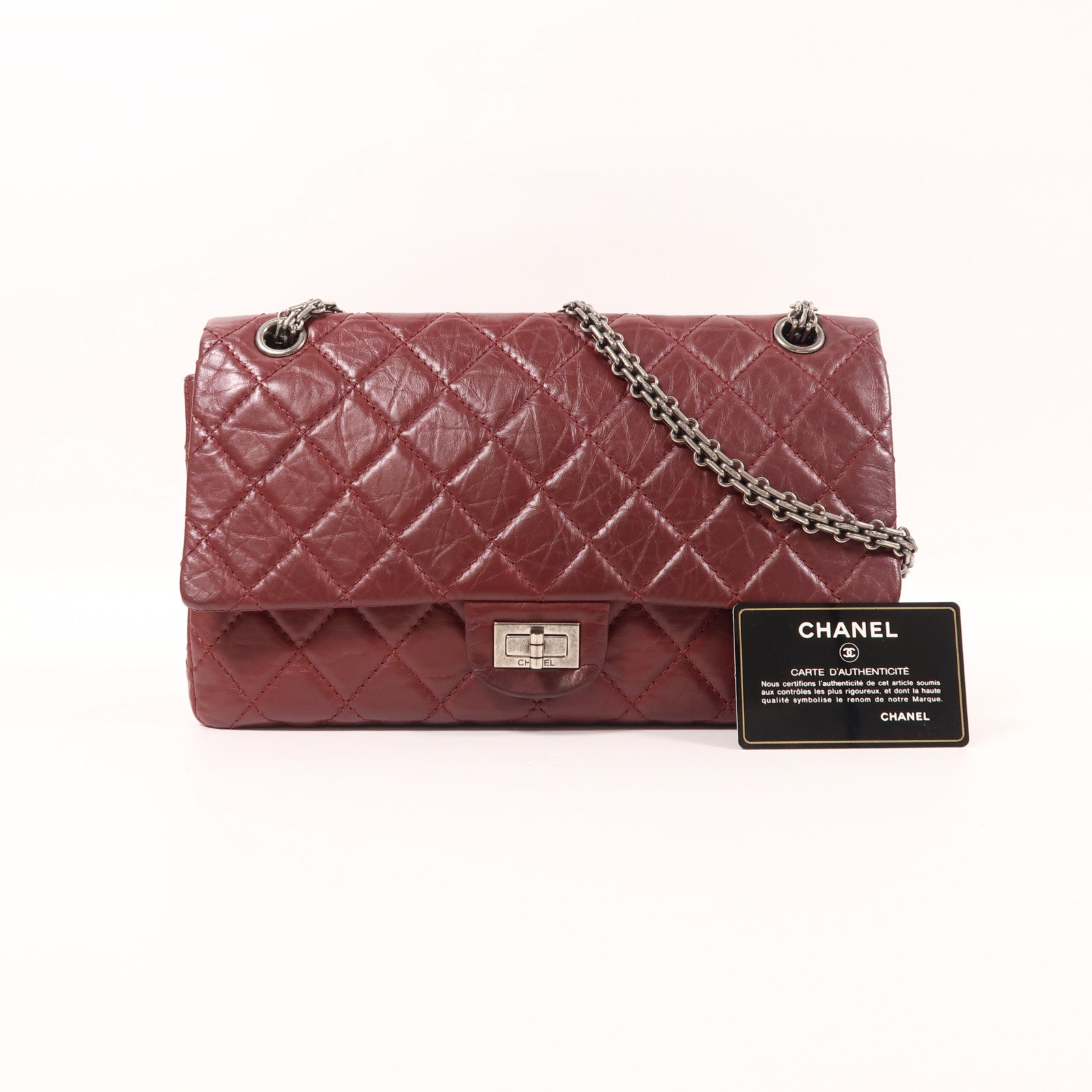 CHANEL 牛皮皮革2.55鏈帶肩背袋