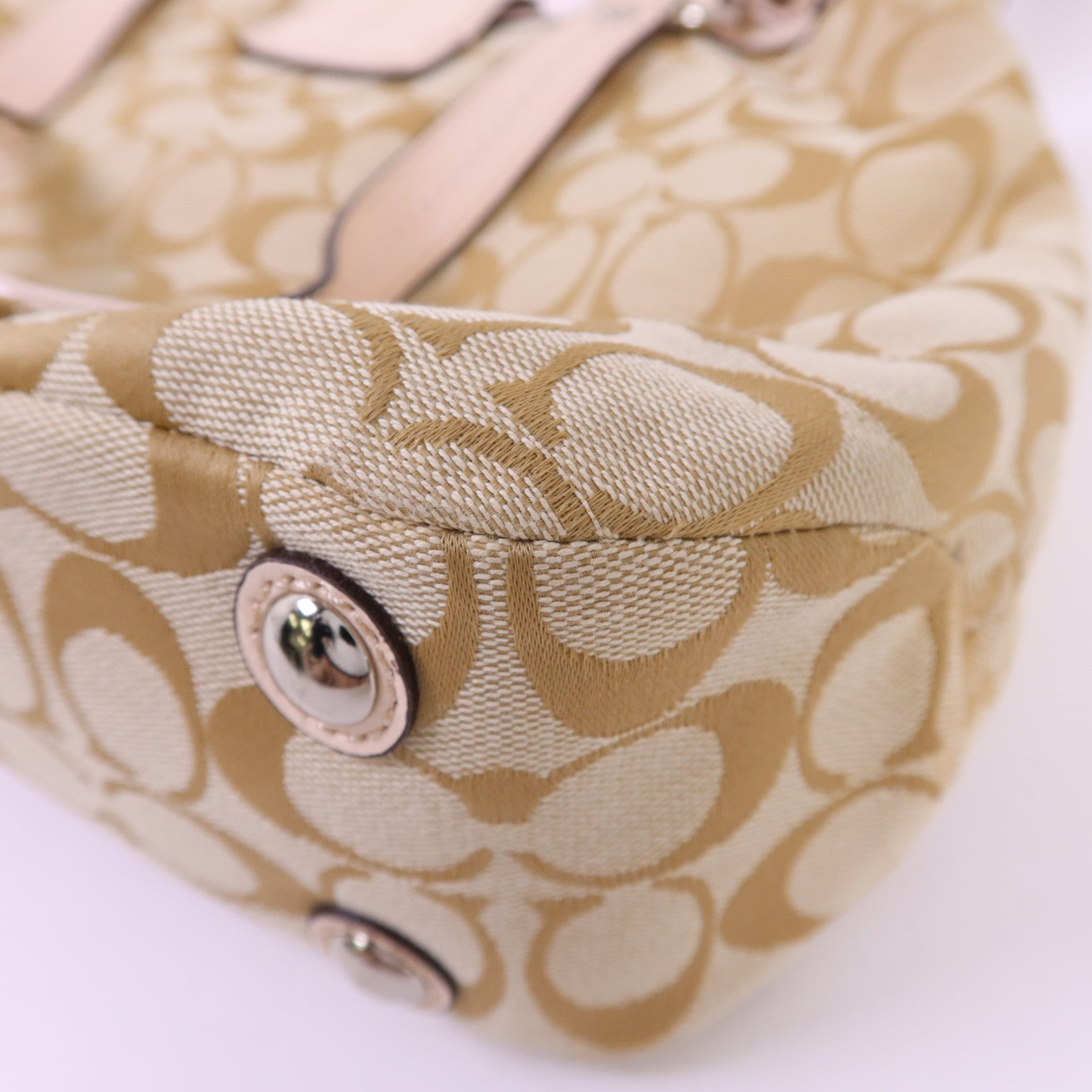 COACH 帆布Shoulder Bag銀扣肩背袋