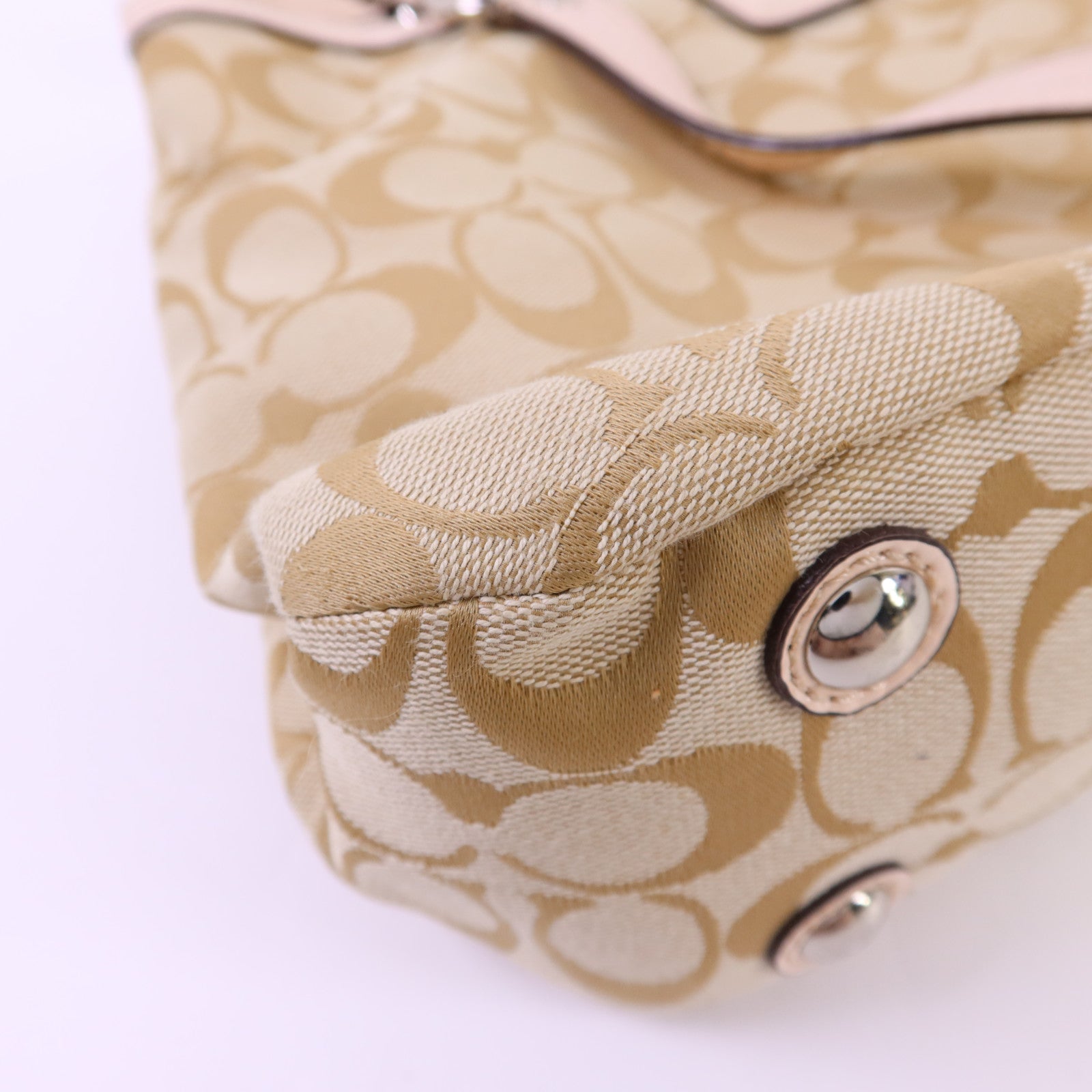 COACH 帆布Shoulder Bag銀扣肩背袋