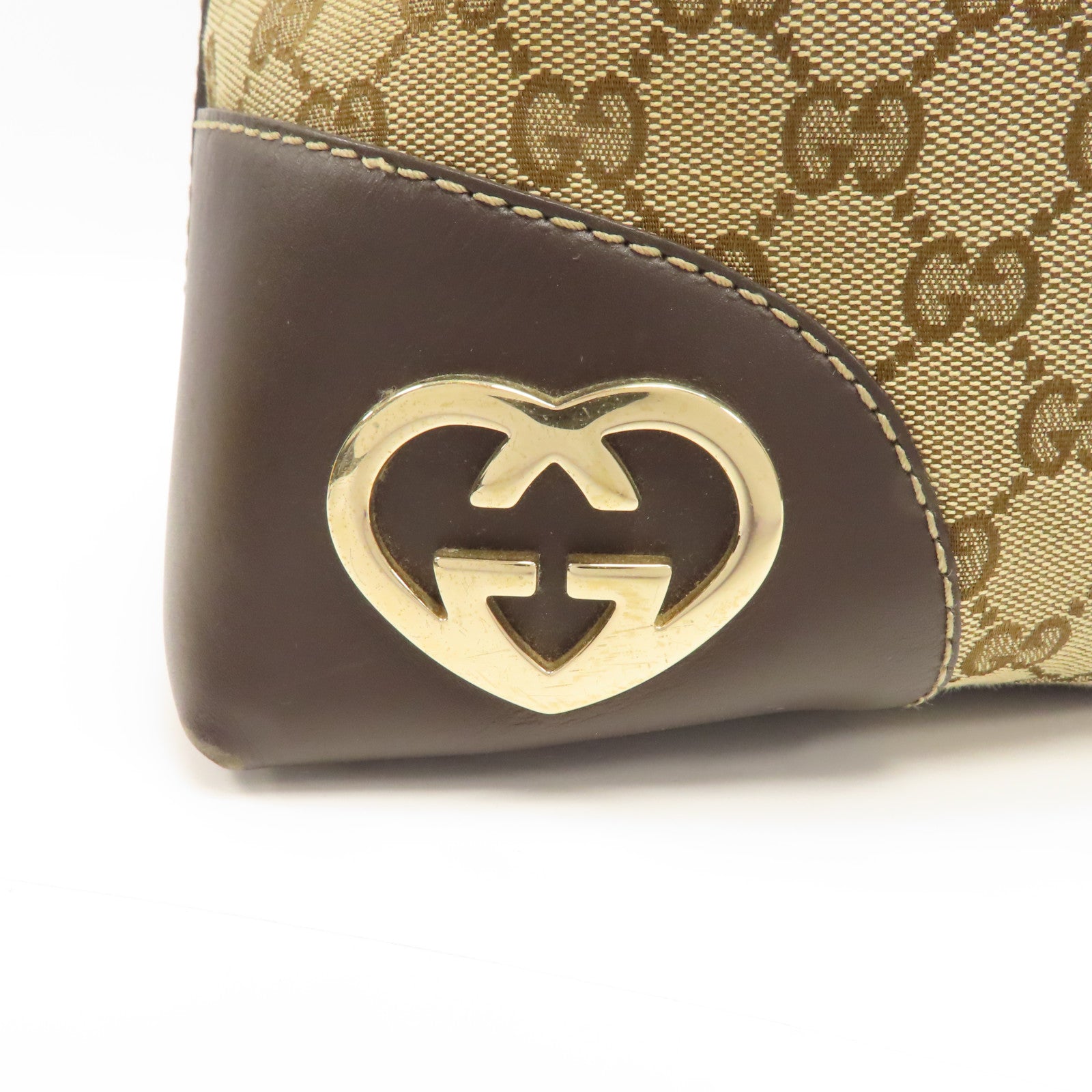 GUCCI 帆布Shoulder Bag金扣肩背袋棕色