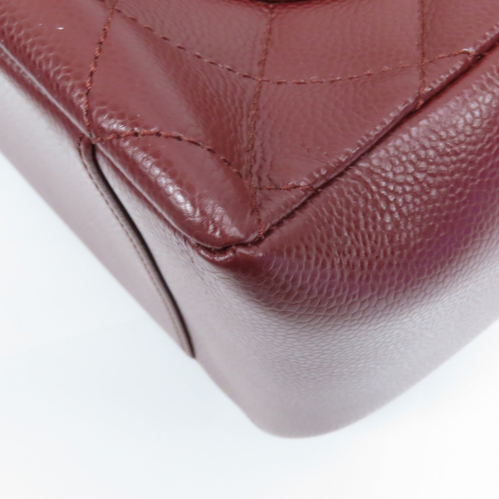 CHANEL 菱格Caviar皮革Grand Shopping Tote Bag銀扣鏈帶肩背袋深紅色