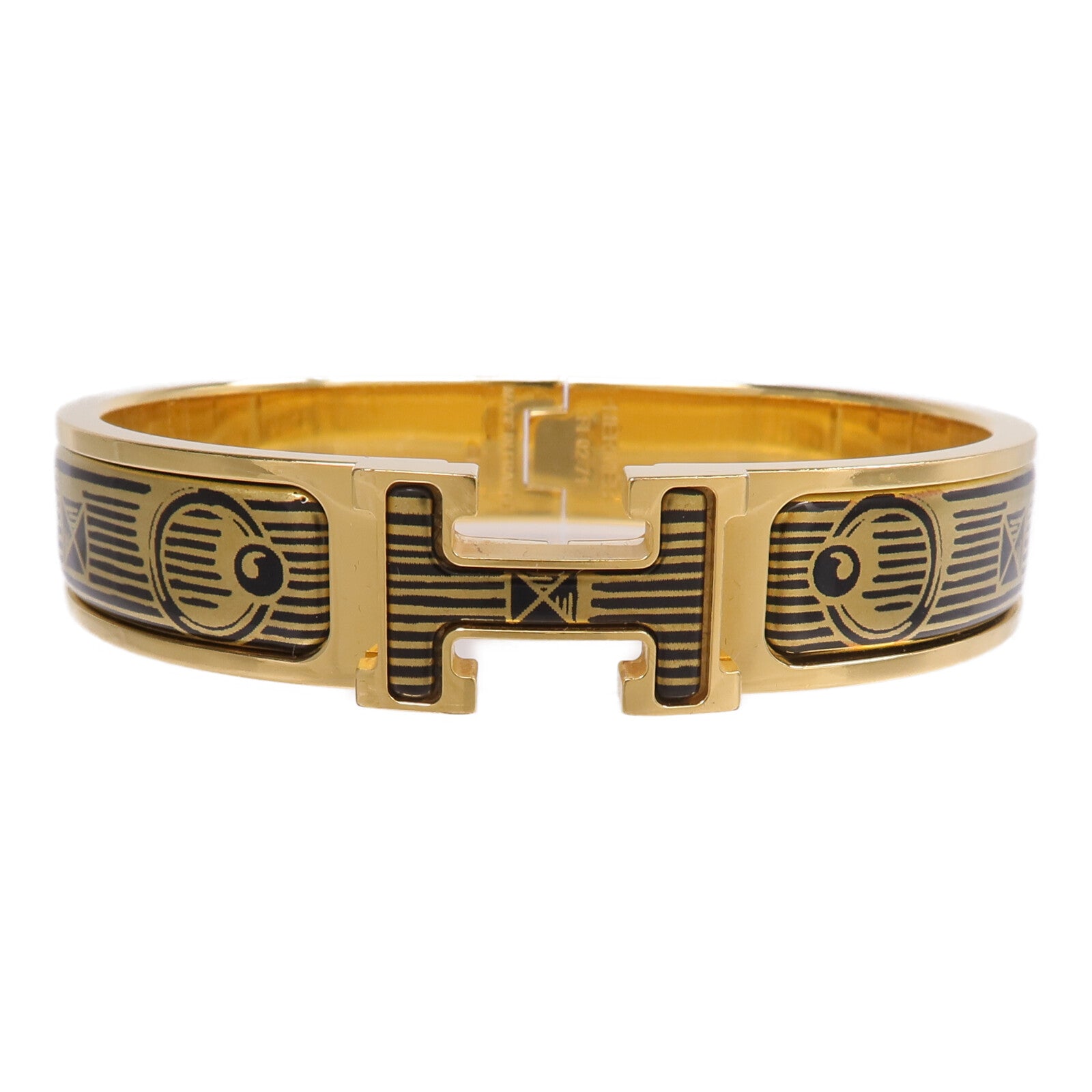 HERMES 金屬/琺瑯Clic H Bijoux Trompe L'Oeil手鐲