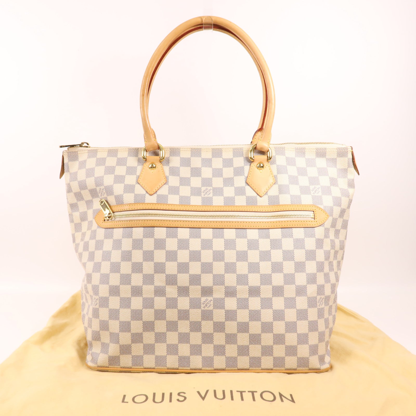 LOUIS VUITTON Damier Azur Saleya GM金扣手挽袋