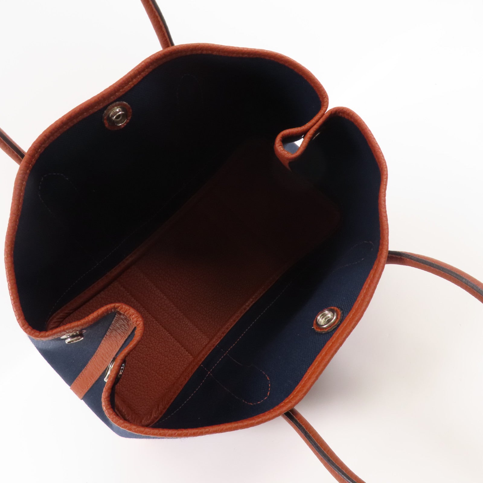 HERMES 帆布Garden Party TPM銀扣手挽袋