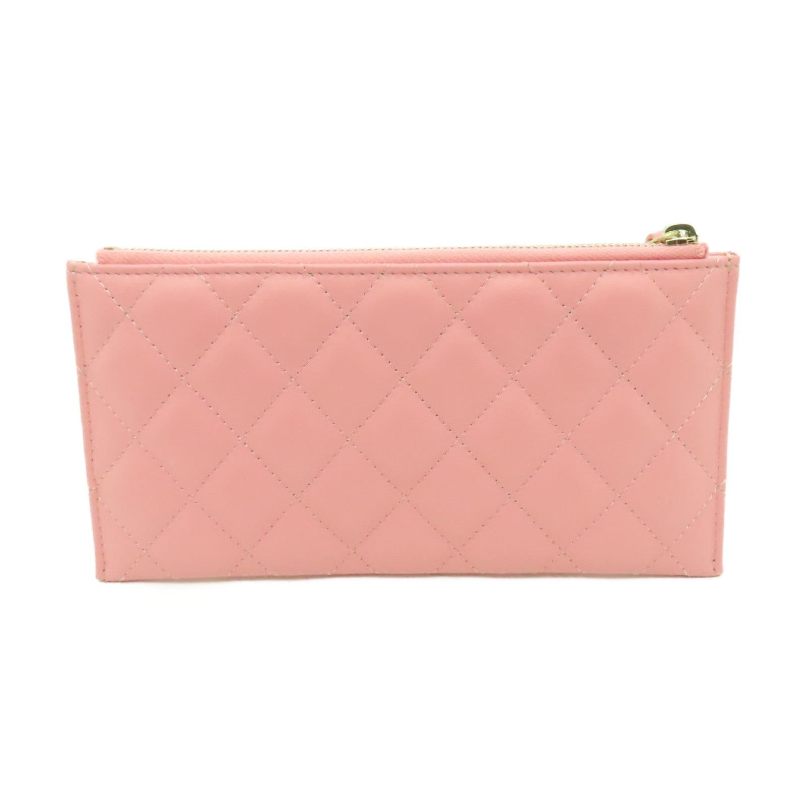 CHANEL 【清倉大減價】菱格羊皮皮革Clutch手拿包粉紅色