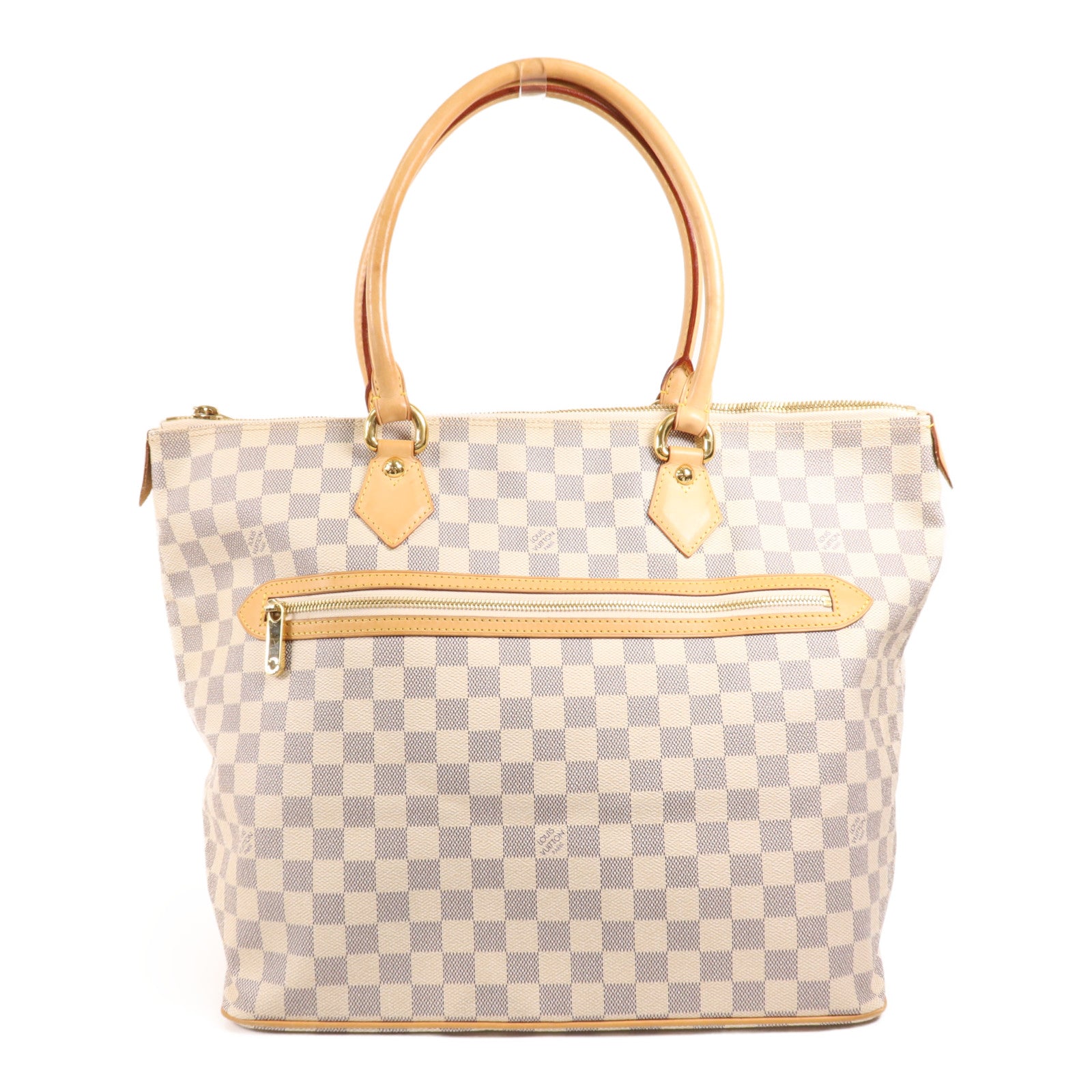 LOUIS VUITTON Damier Azur Saleya GM金扣手挽袋