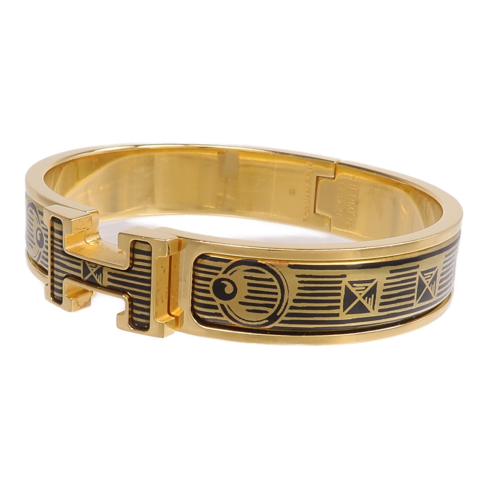 HERMES 金屬/琺瑯Clic H Bijoux Trompe L'Oeil手鐲