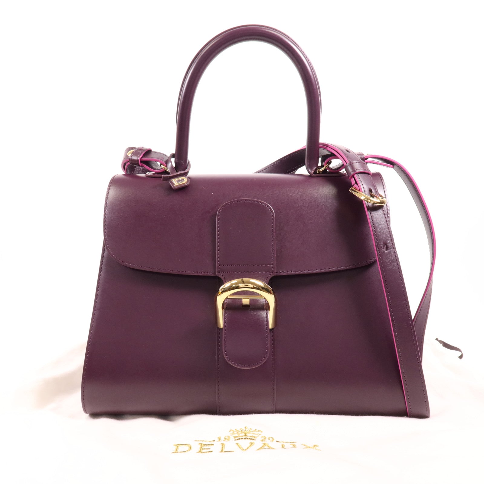 Delvaux 牛皮皮革Brillant MM金扣手挽肩背兩用袋