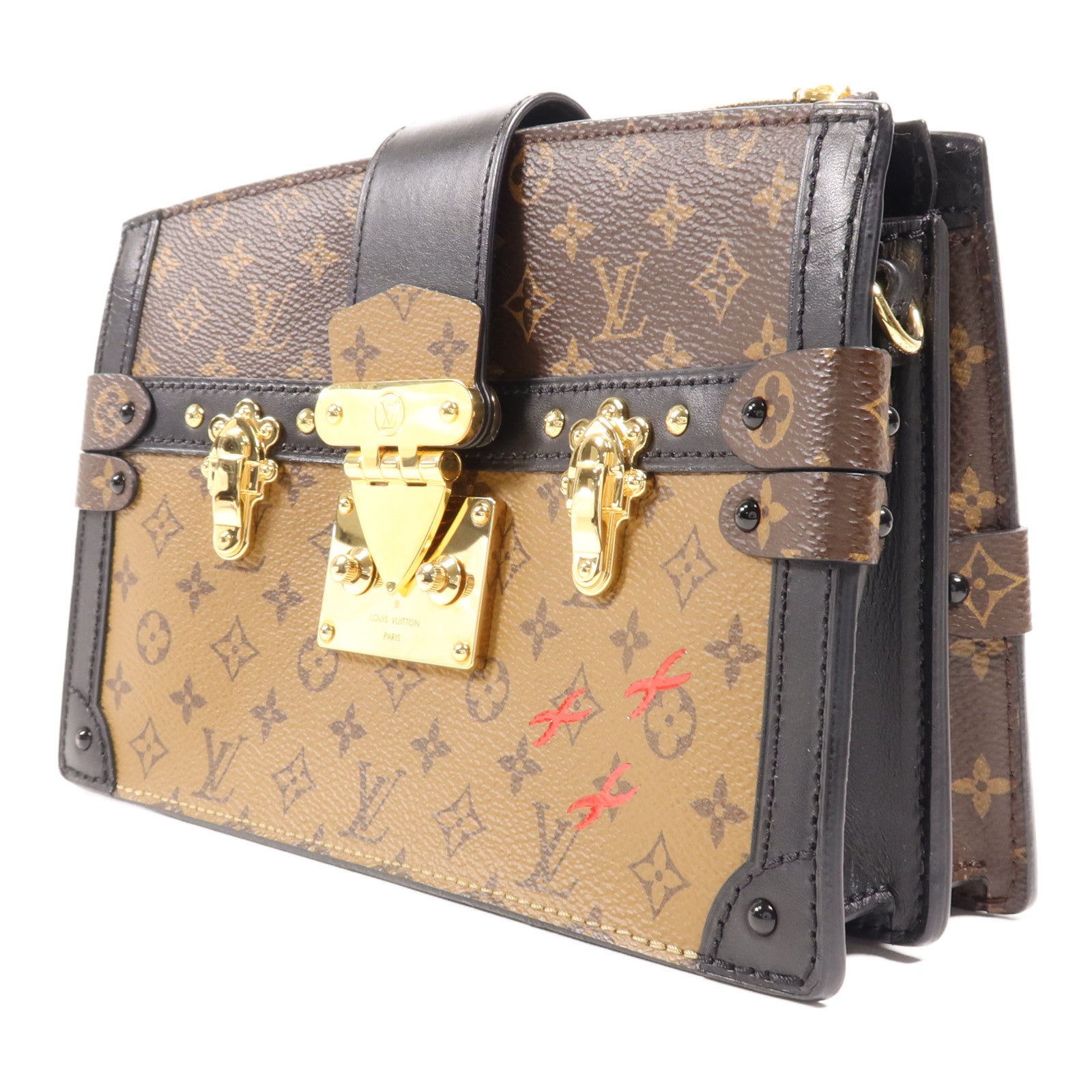 LOUIS VUITTON Monogram Reverse Trunk Clutch金扣肩背袋