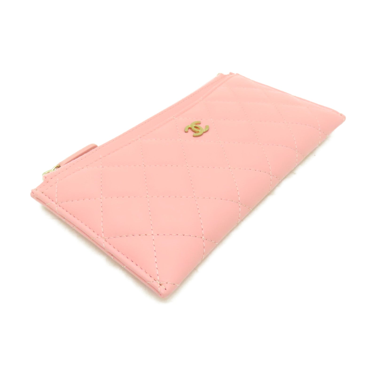 CHANEL 【清倉大減價】菱格羊皮皮革Clutch手拿包粉紅色