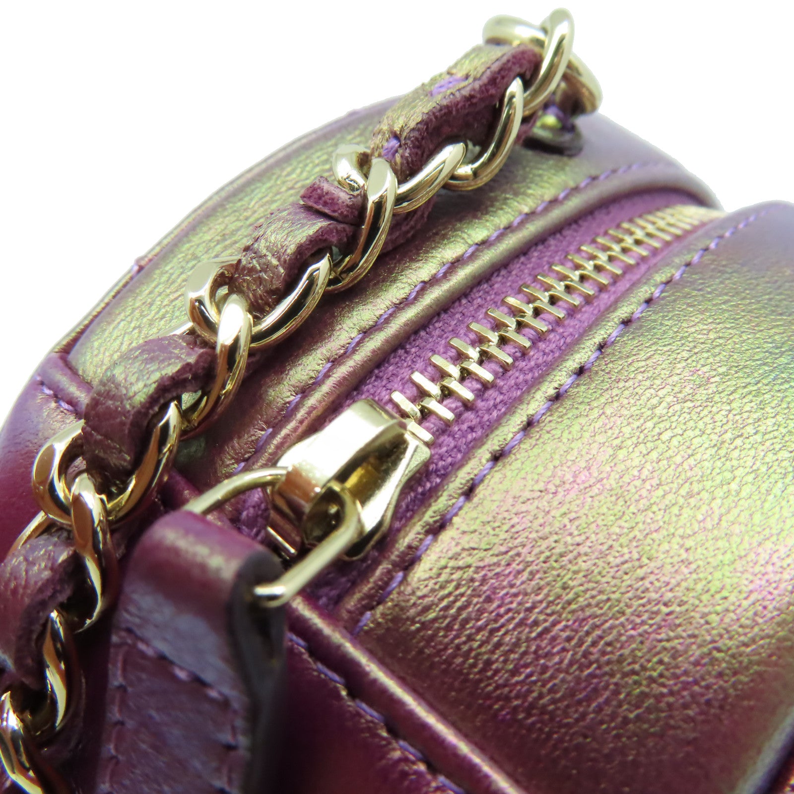 CHANEL 【激減優惠】菱格羊皮皮革Chain Shoulder Bag金扣鏈帶肩背袋紫色