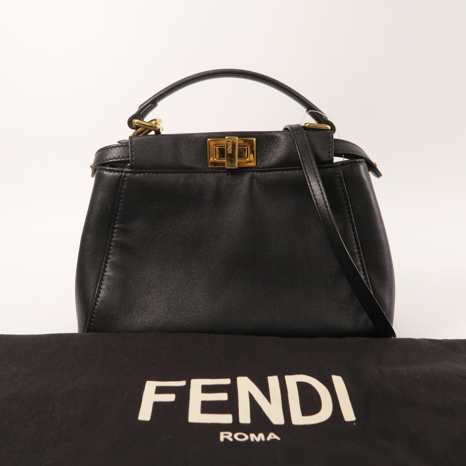 FENDI 羊皮皮革Peekaboo Mini手挽肩背兩用袋