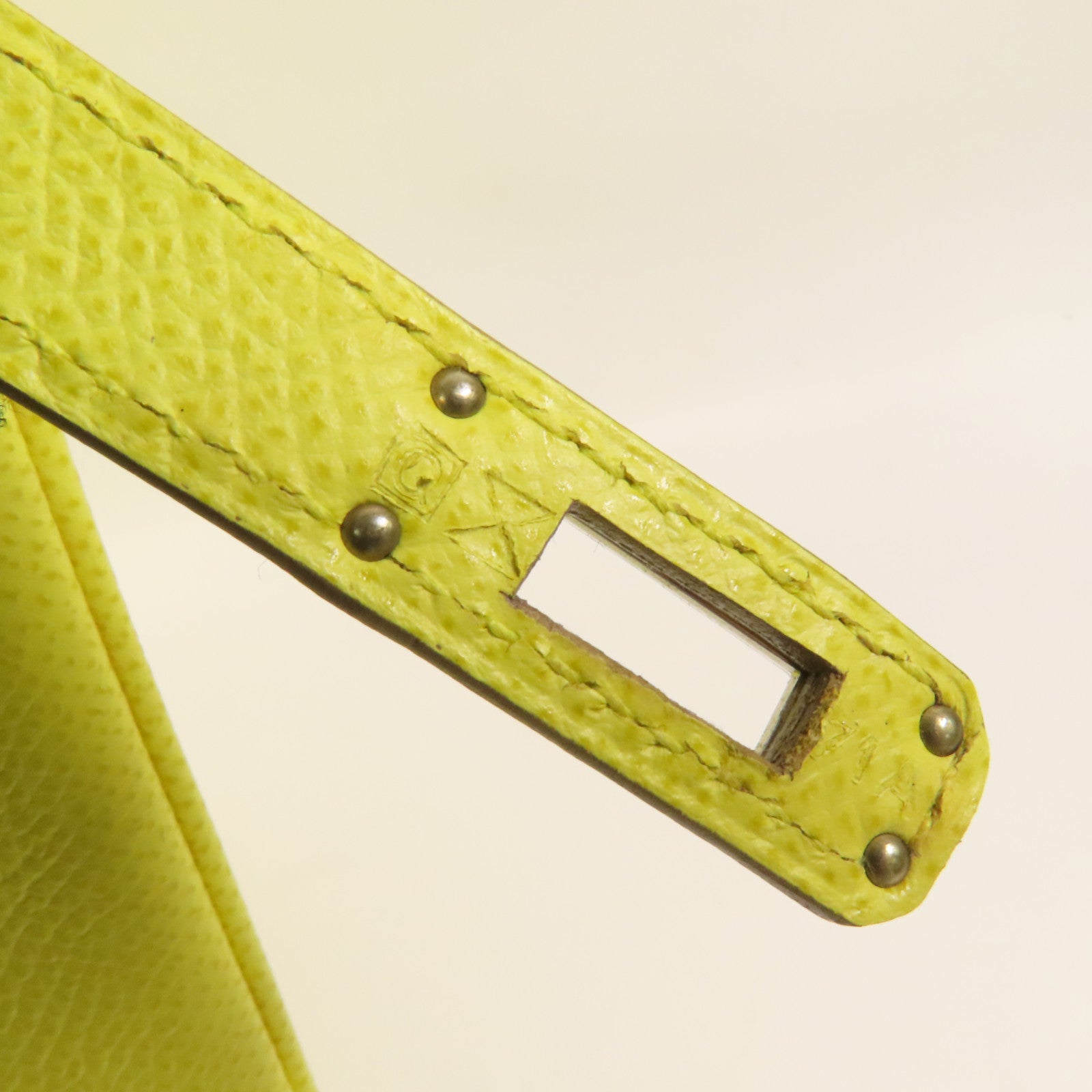 HERMES Epsom皮革Birkin 25銀扣手挽袋Lime