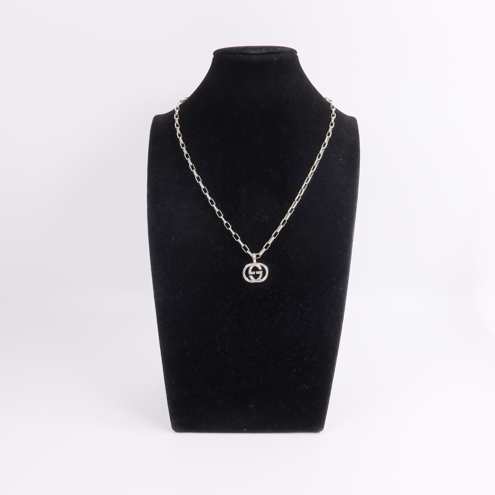 GUCCI 925純銀Interlocking Double G Pendant Necklace項鍊