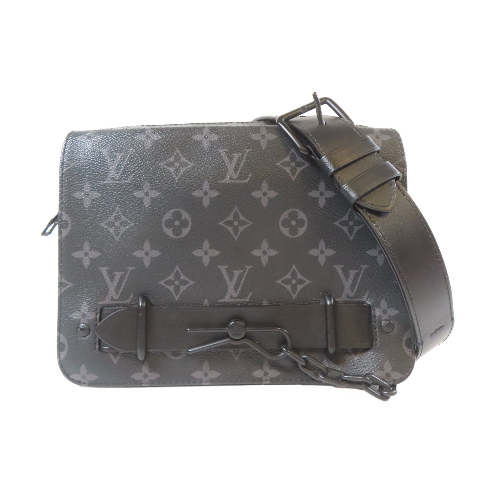 LOUIS VUITTON Monogram Eclipse Steamer Messenger肩背袋黑色