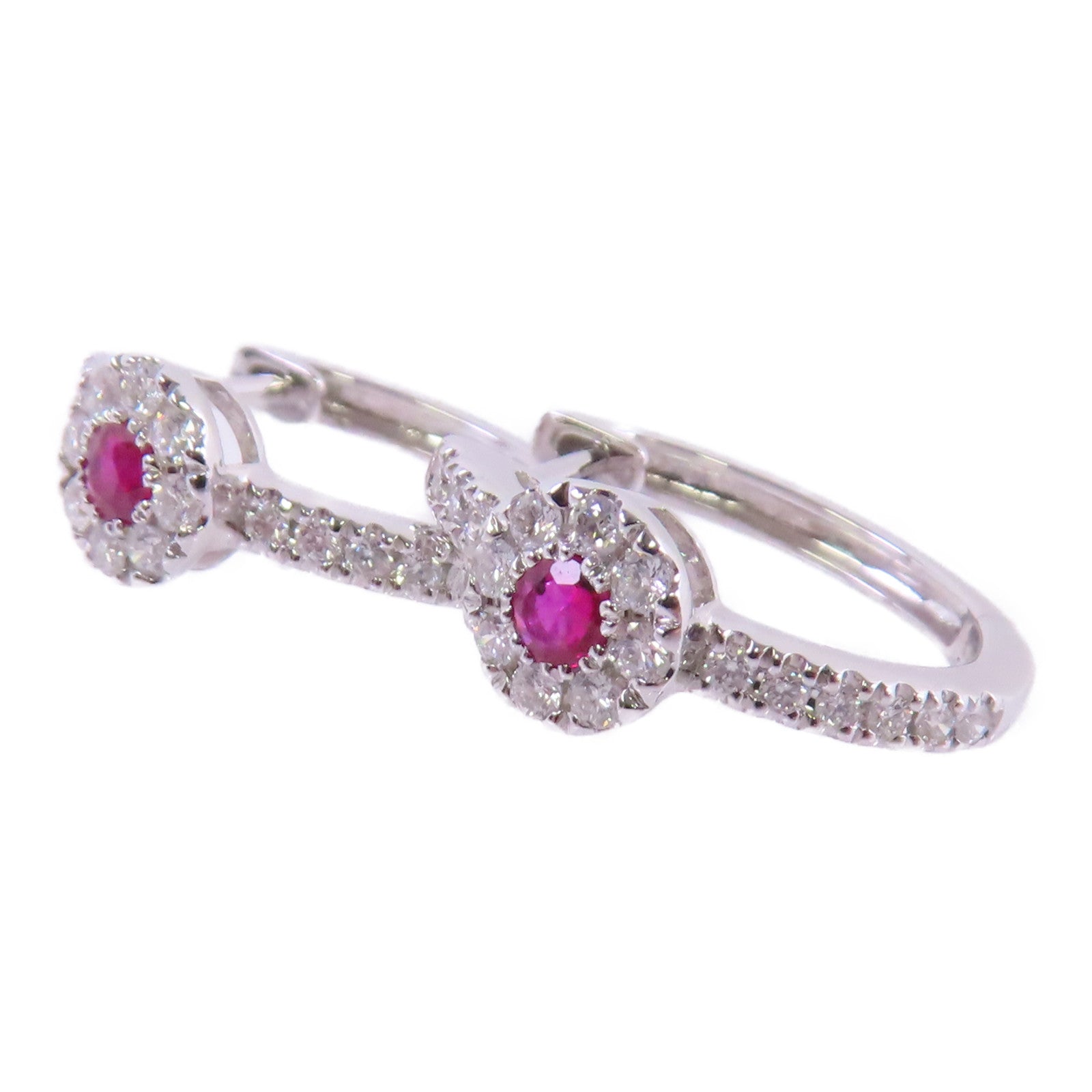 JEWELRY 【激減優惠】18K白金/紅寶石/鑽石Ruby Diamond Earrings耳環