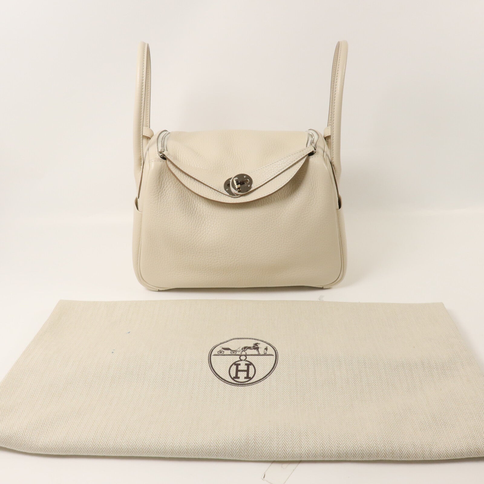 HERMES Clemence皮革Lindy 26手挽肩背兩用袋Beton