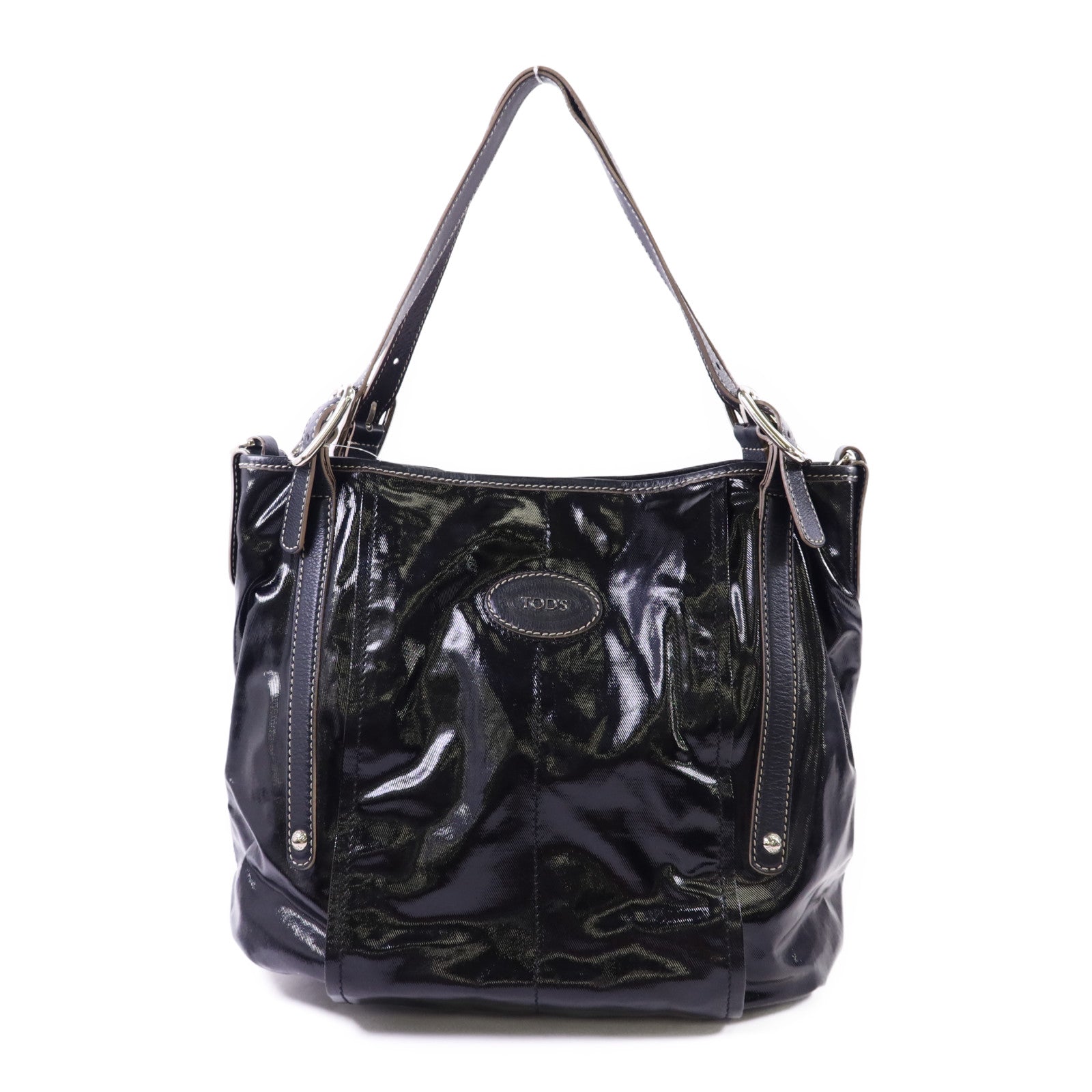 TOD'S 塗層帆布Shoulder Bag銀扣肩背袋