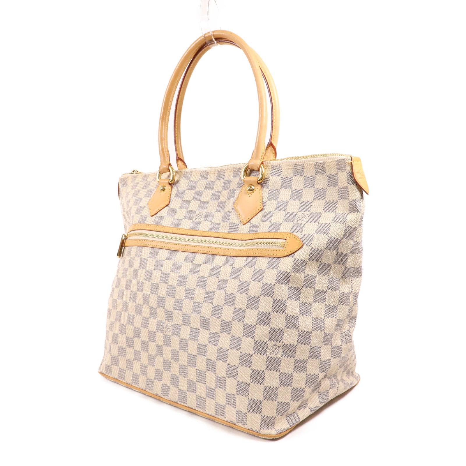 LOUIS VUITTON Damier Azur Saleya GM金扣手挽袋