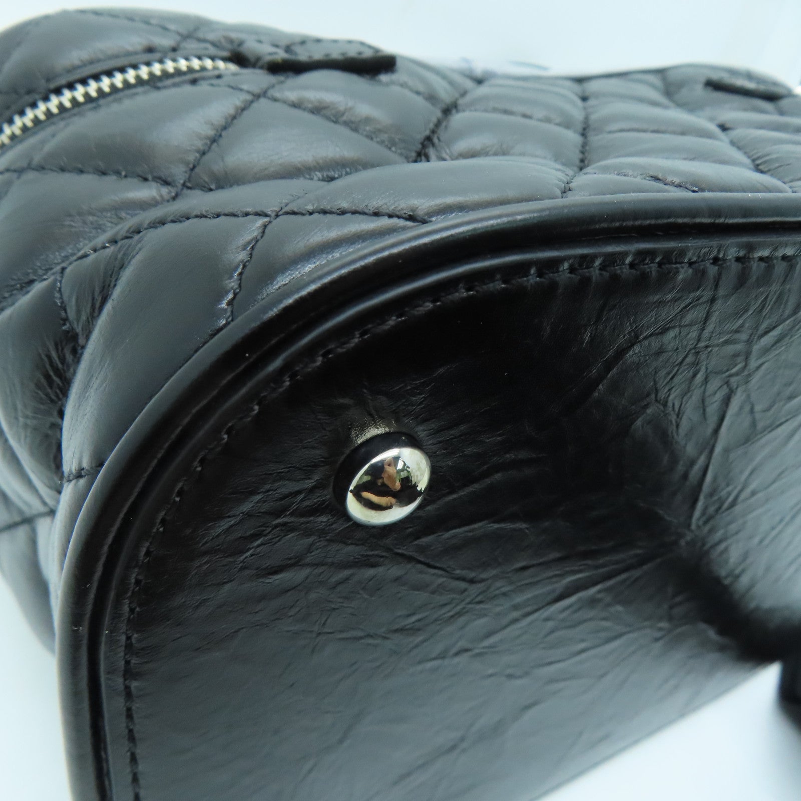 CHANEL 【激减优惠】菱格牛皮皮革/PVC Shoulder Bag银扣链条肩背袋黑色