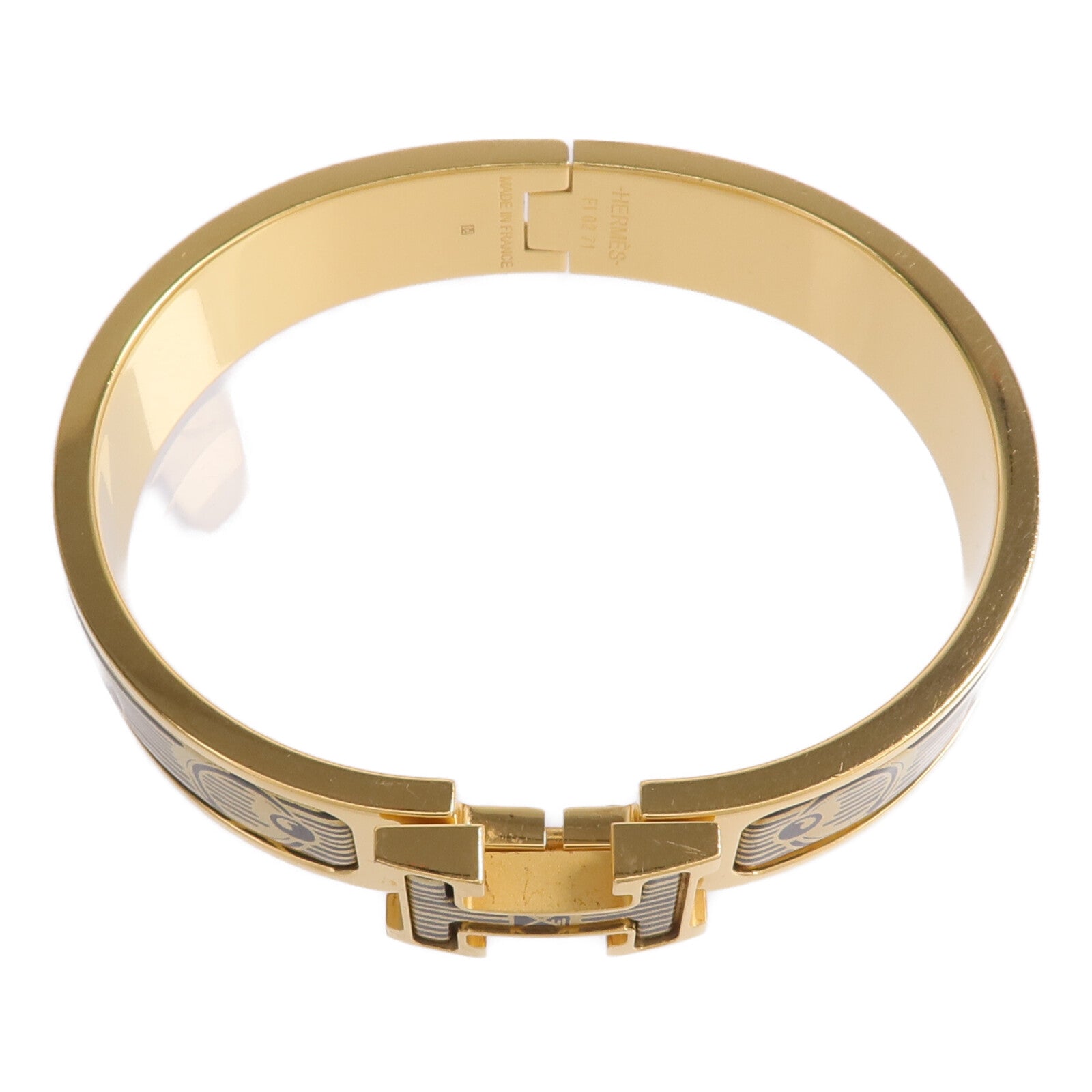 HERMES 金屬/琺瑯Clic H Bijoux Trompe L'Oeil手鐲