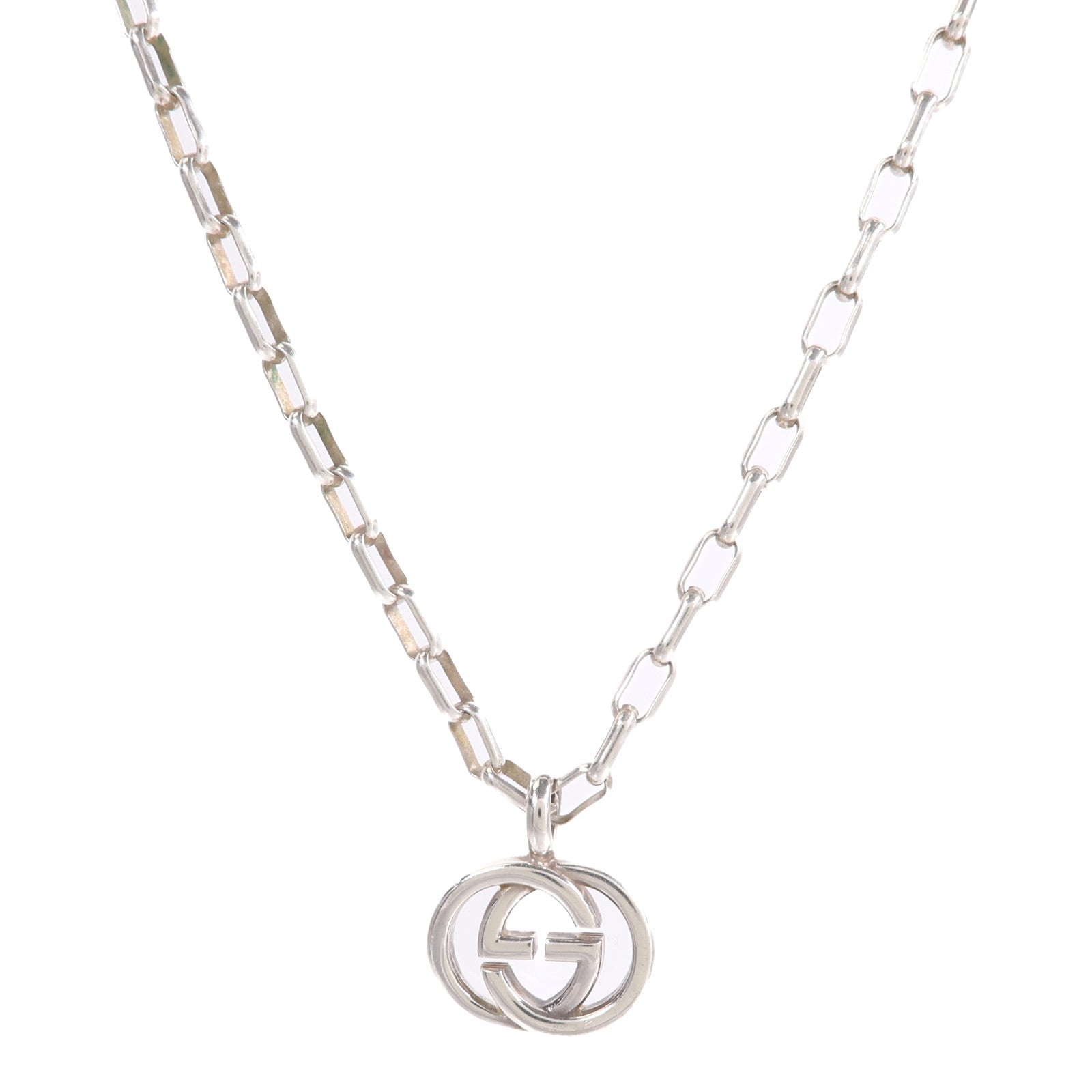 GUCCI 925純銀Interlocking Double G Pendant Necklace項鍊