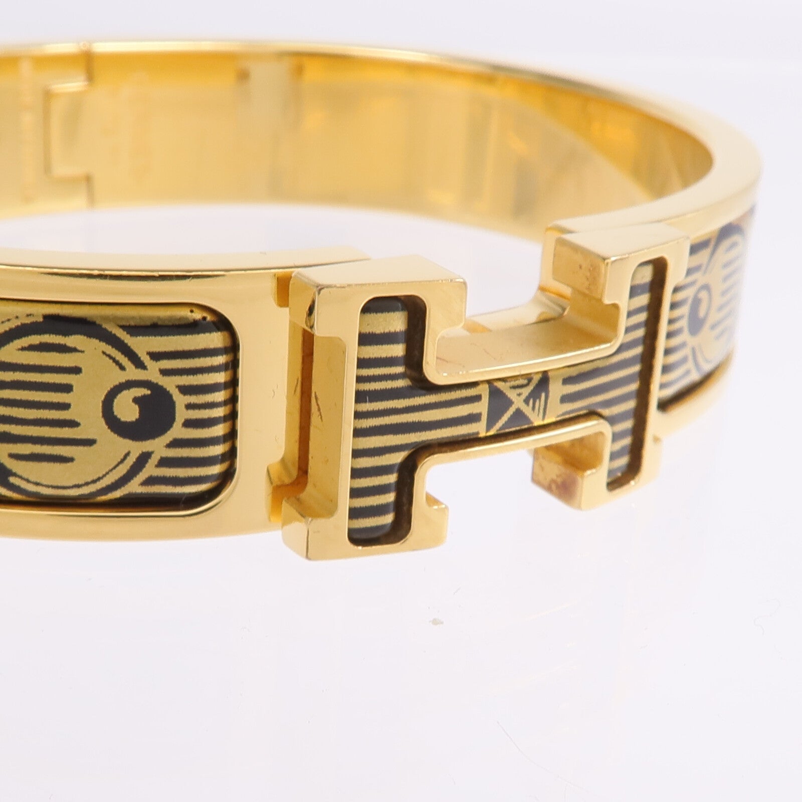 HERMES 金屬/琺瑯Clic H Bijoux Trompe L'Oeil手鐲
