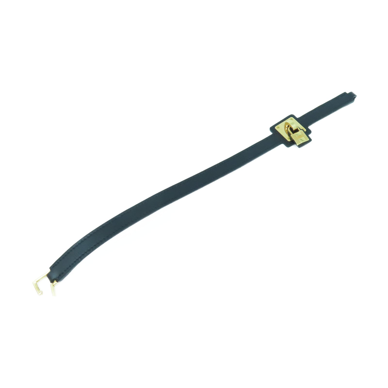 HERMES Swift皮革O'Kelly金扣手鐲黑色