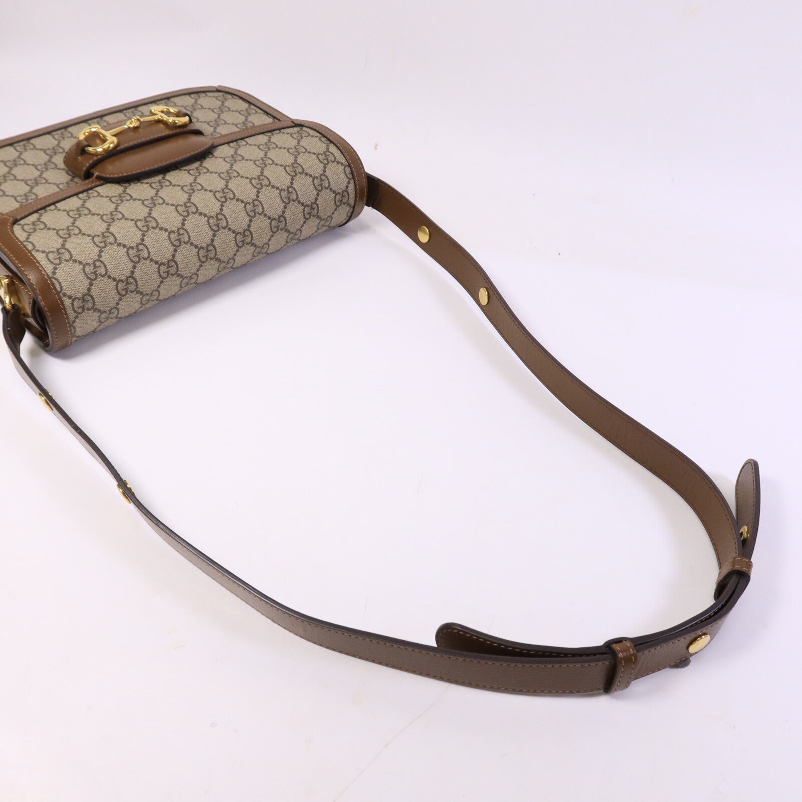 GUCCI 皮革/塗層帆布Horsebit 1955肩背袋