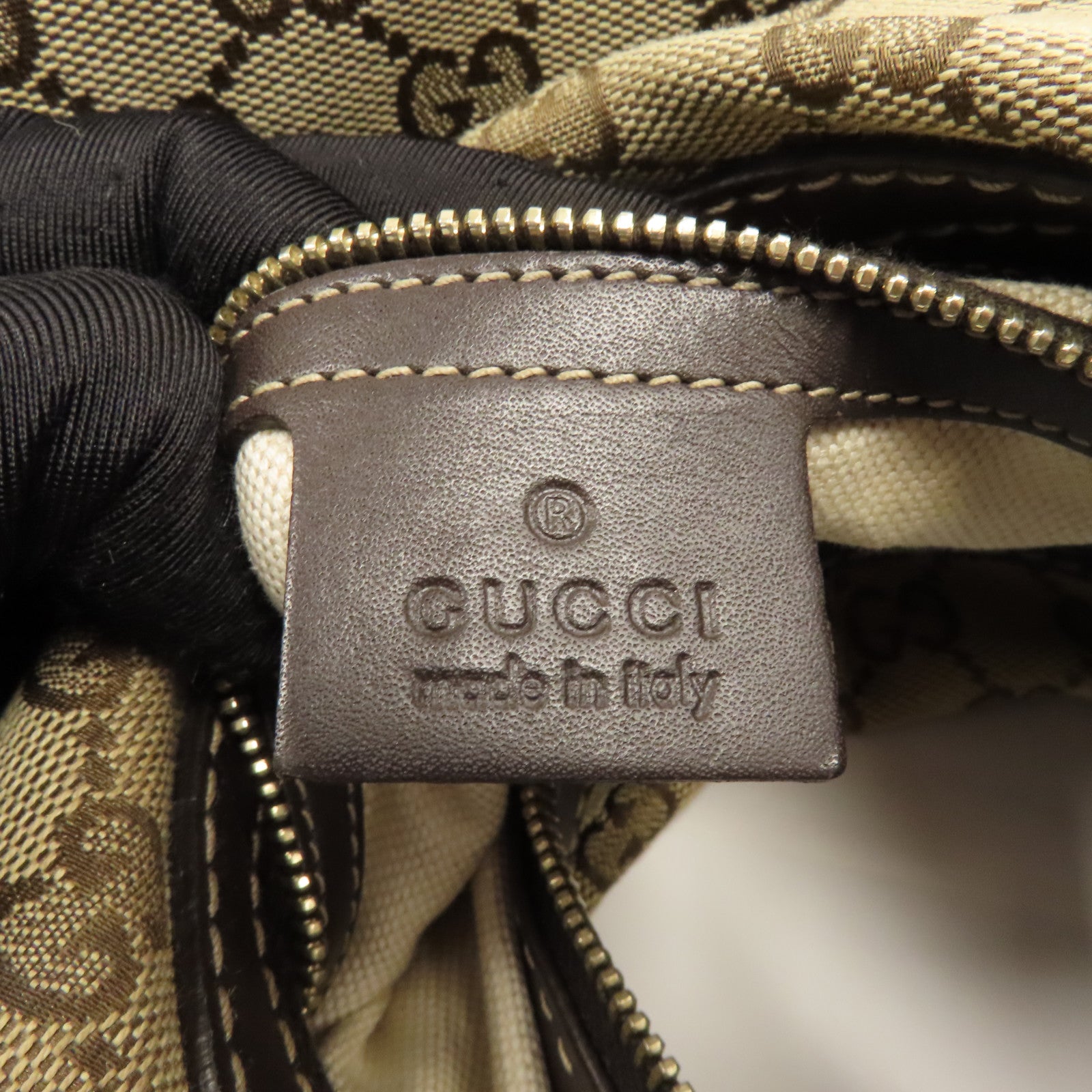 GUCCI 帆布Shoulder Bag金扣肩背袋棕色