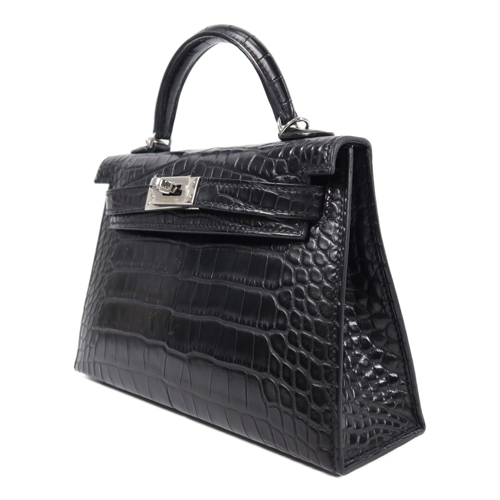 HERMES 珍稀皮革Mini Kelly II手挽肩背兩用袋Noir