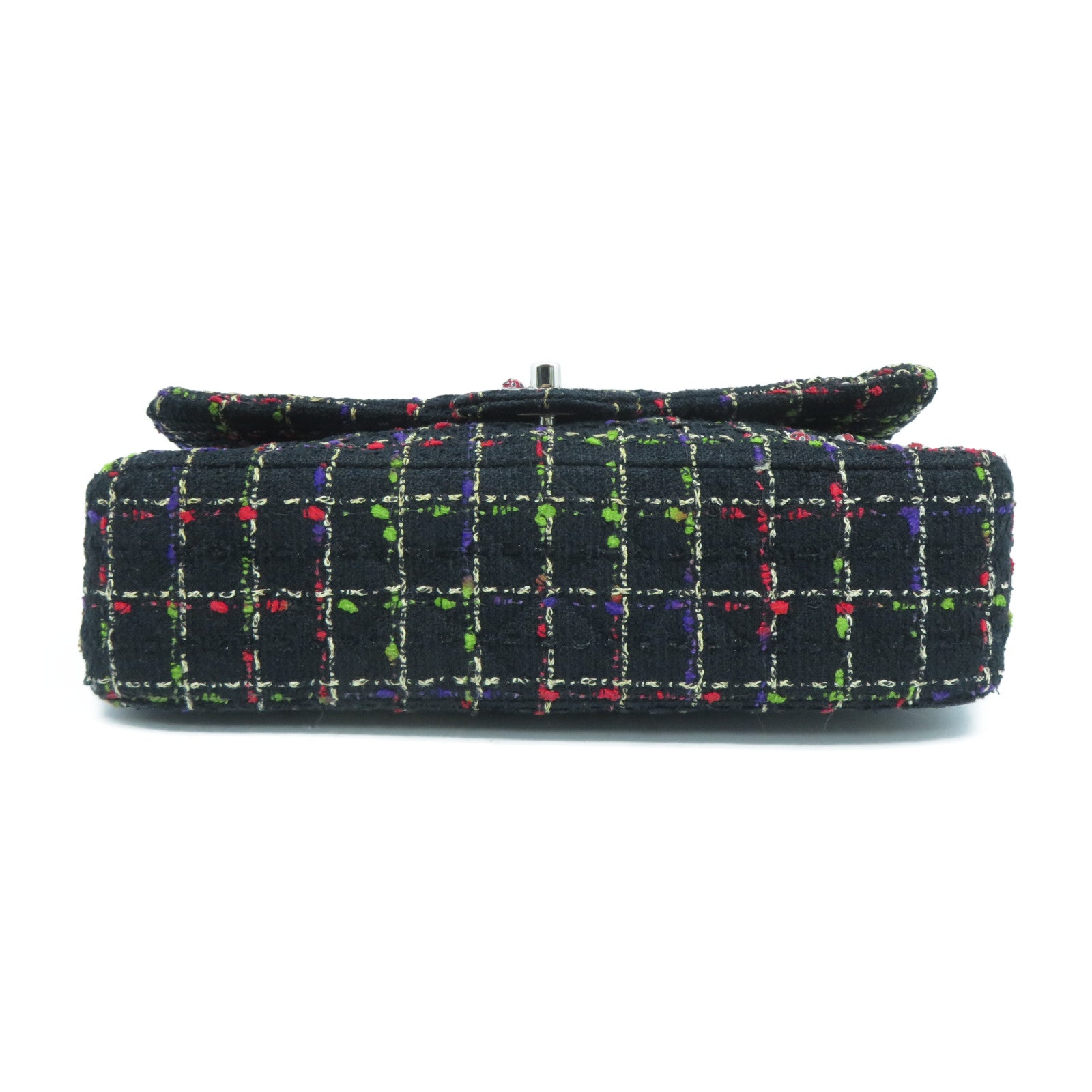 CHANEL 【激減優惠】斜紋軟呢Chain Shoulder Bag銀扣鏈帶肩背袋黑色/紅色