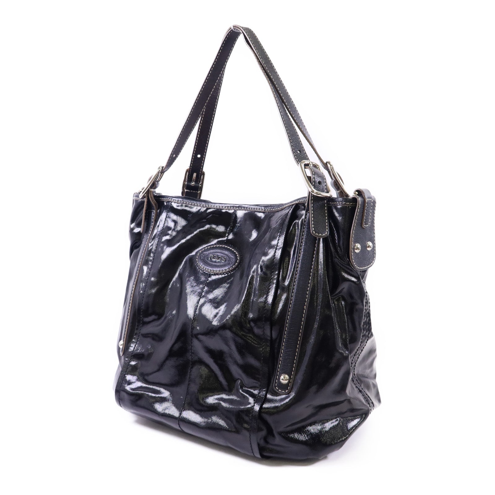 TOD'S 塗層帆布Shoulder Bag銀扣肩背袋