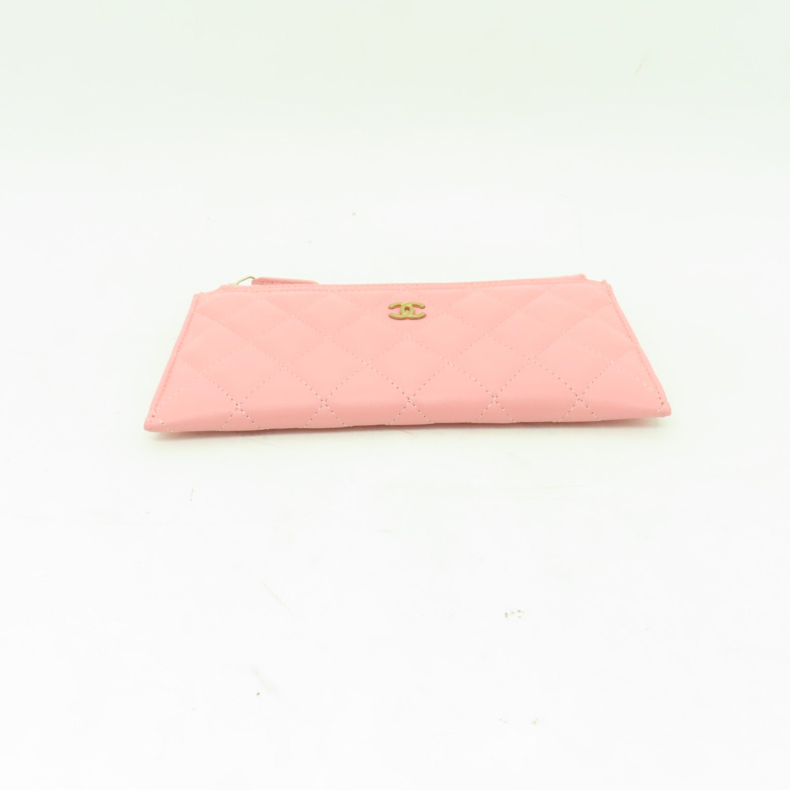 CHANEL 【清倉大減價】菱格羊皮皮革Clutch手拿包粉紅色