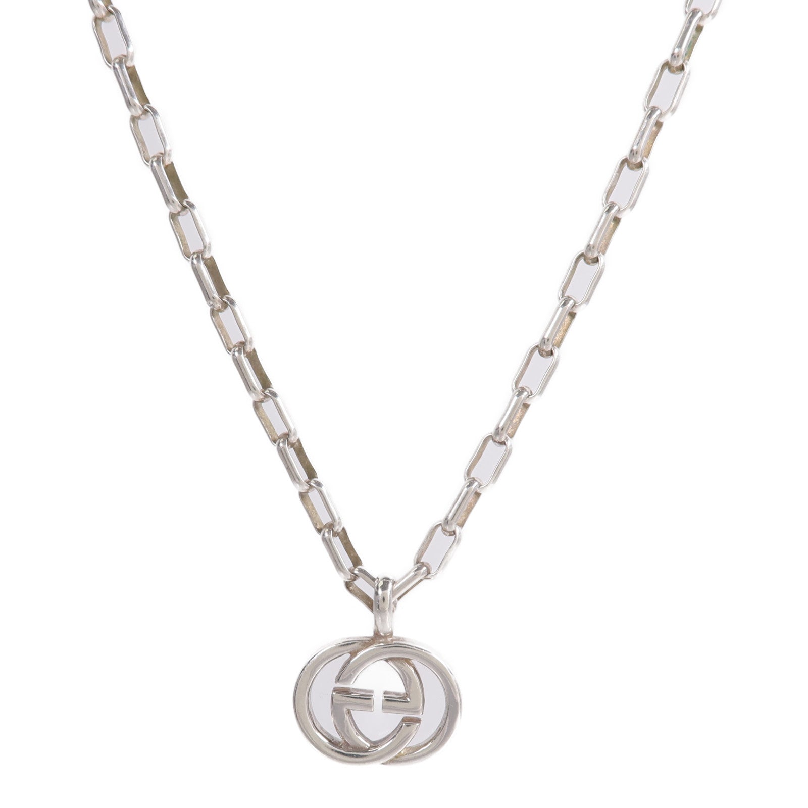 GUCCI 925純銀Interlocking Double G Pendant Necklace項鍊