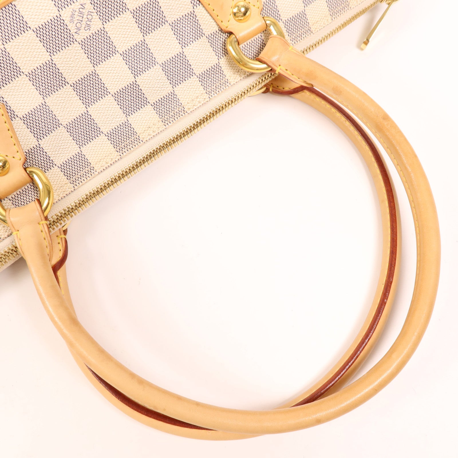 LOUIS VUITTON Damier Azur Saleya GM金扣手挽袋