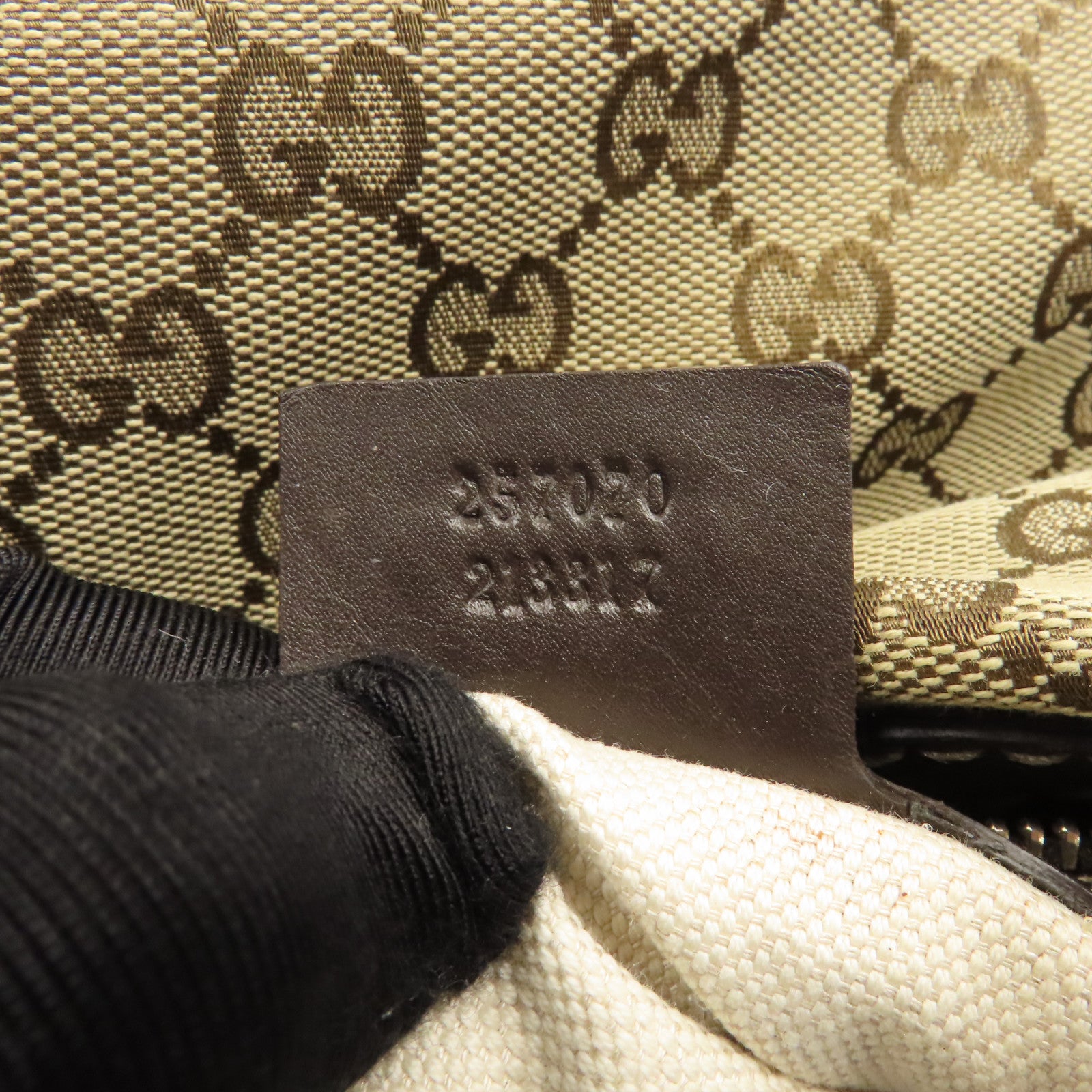 GUCCI 帆布Shoulder Bag金扣肩背袋棕色