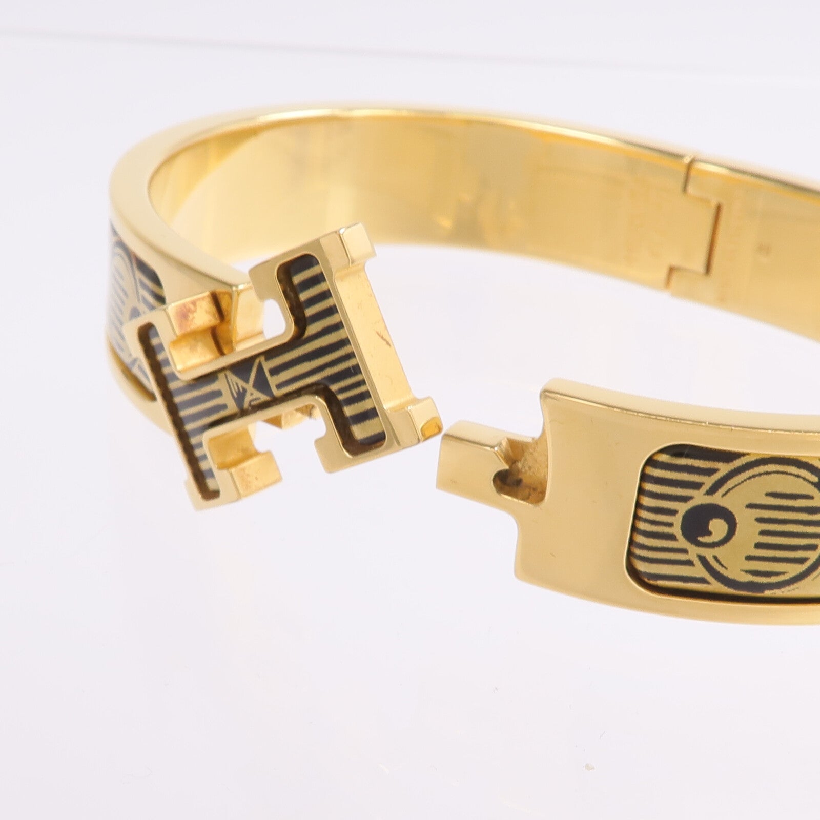 HERMES 金屬/琺瑯Clic H Bijoux Trompe L'Oeil手鐲